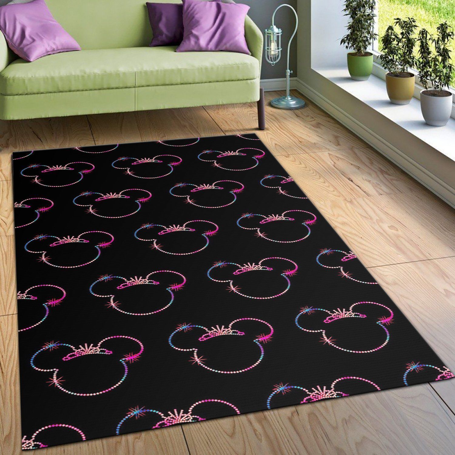 Minnie Mouse Black And Colorful Movie Area Rug, Kitchen Rug, Family Gift US Decor - Indoor Outdoor Rugs 2