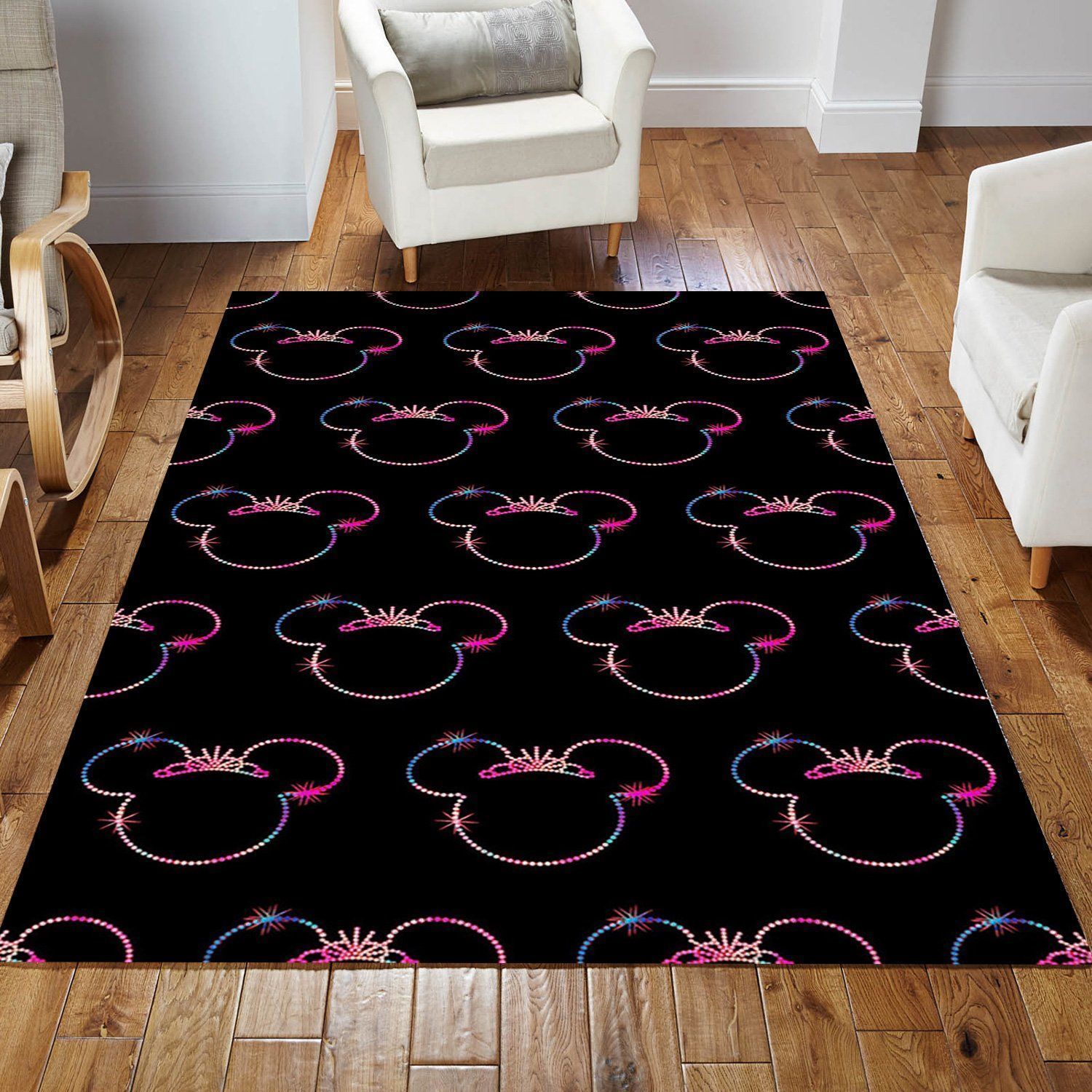 Minnie Mouse Black And Colorful Movie Area Rug, Kitchen Rug, Family Gift US Decor - Indoor Outdoor Rugs 3