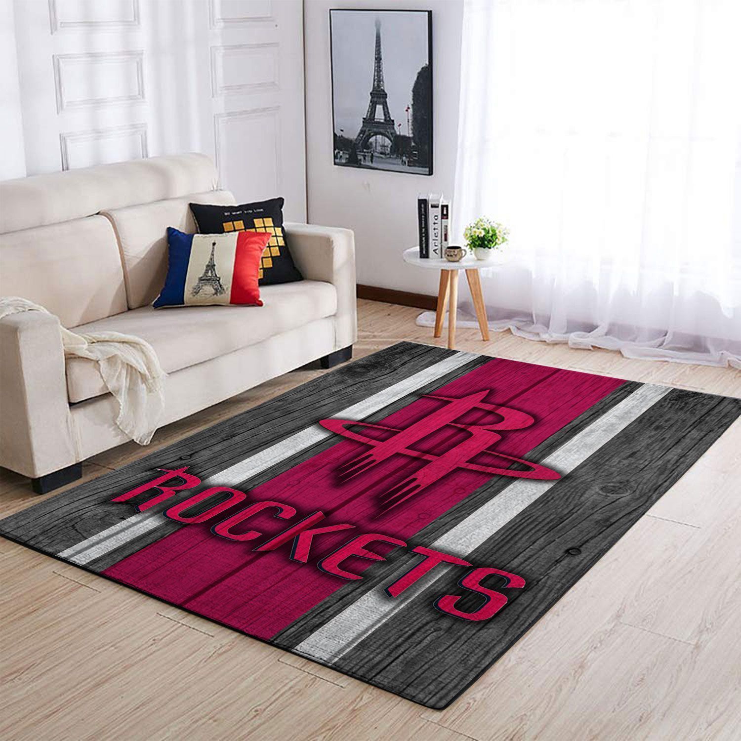 Houston Rockets Nba Team Logo Wooden Style Nice Gift Home Decor Rectangle Area Rug - Indoor Outdoor Rugs 1