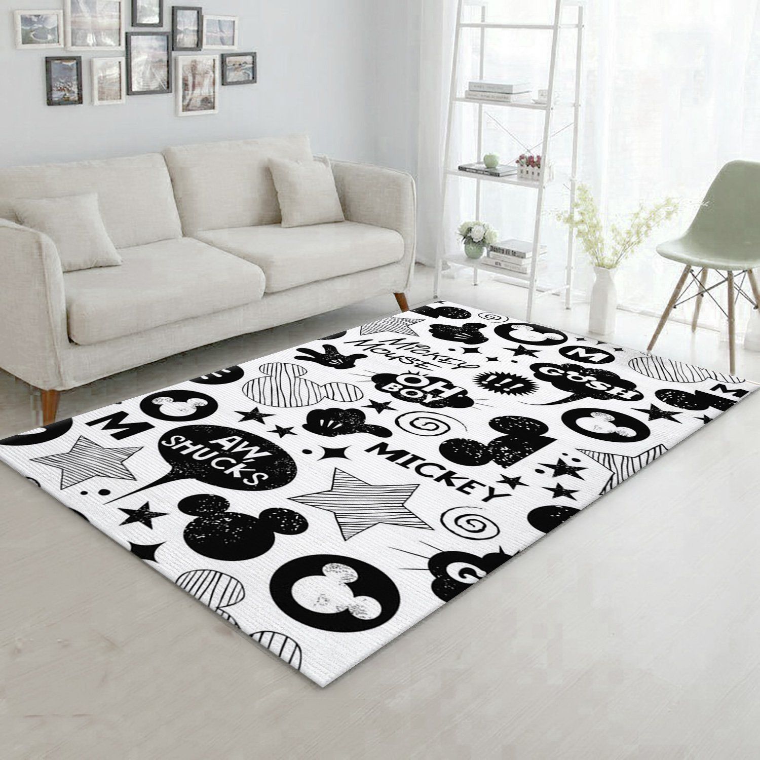 Minnie Mouse Black And White Area Rug For Christmas Living Room Rug Family Gift US Decor - Indoor Outdoor Rugs 2