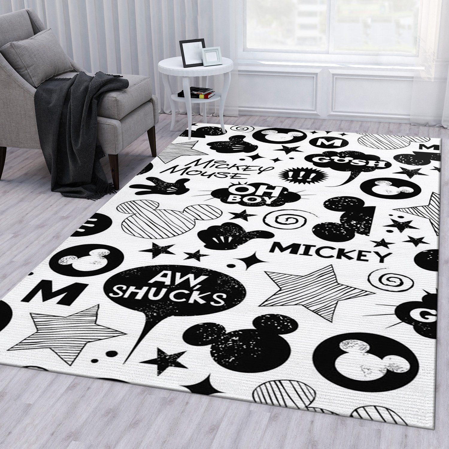 Minnie Mouse Black And White Area Rug For Christmas Living Room Rug Family Gift US Decor - Indoor Outdoor Rugs 1