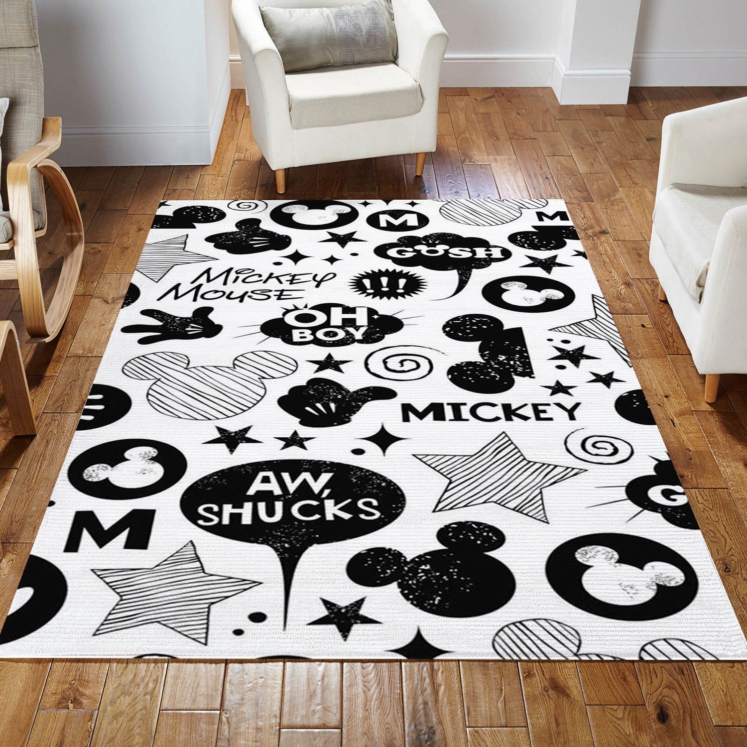 Minnie Mouse Black And White Area Rug For Christmas Living Room Rug Family Gift US Decor - Indoor Outdoor Rugs 3