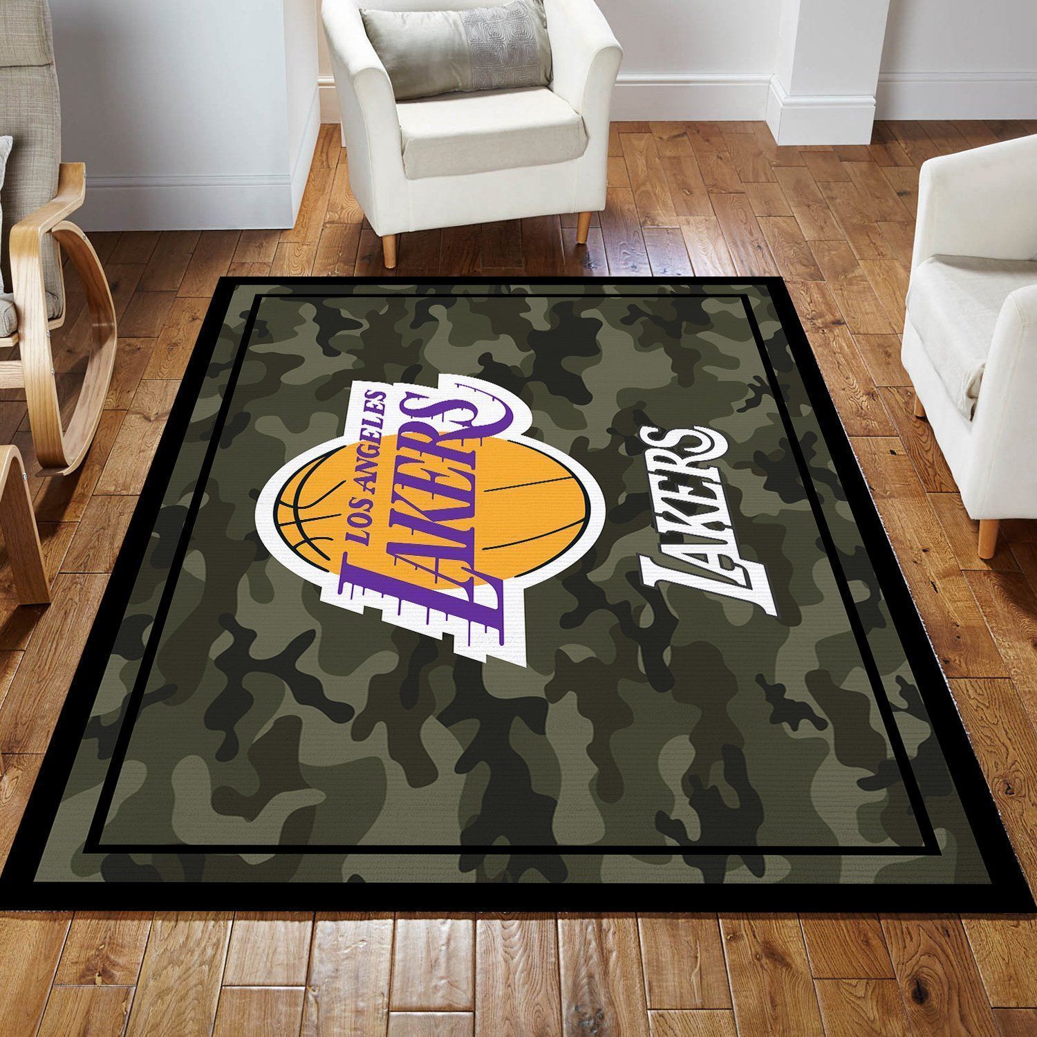 Los Angeles Lakers Nba Team Logo Camo Style Nice Gift Home Decor Area Rug Rugs For Living Room - Indoor Outdoor Rugs 3
