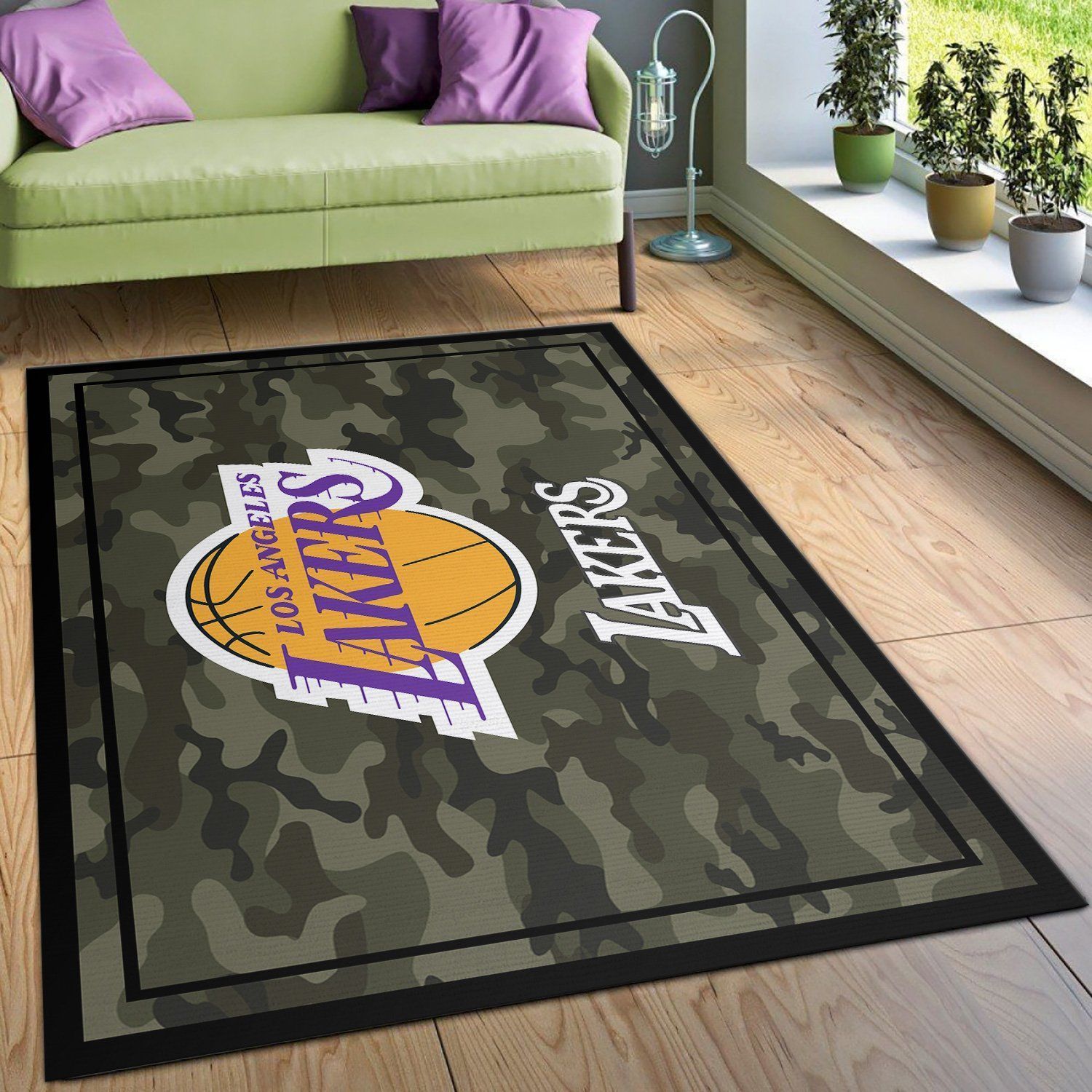 Los Angeles Lakers Nba Team Logo Camo Style Nice Gift Home Decor Area Rug Rugs For Living Room - Indoor Outdoor Rugs 2