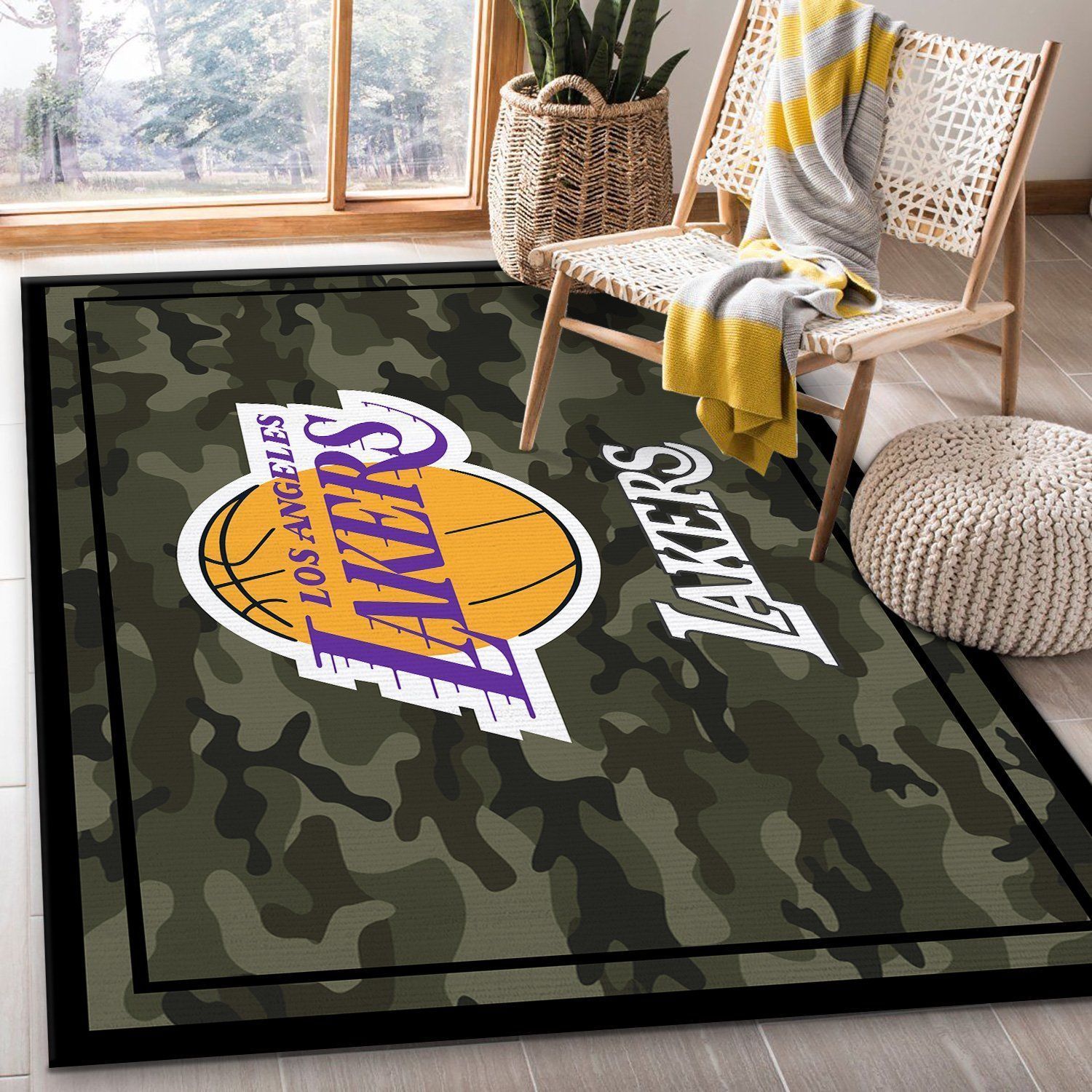 Los Angeles Lakers Nba Team Logo Camo Style Nice Gift Home Decor Area Rug Rugs For Living Room - Indoor Outdoor Rugs 1