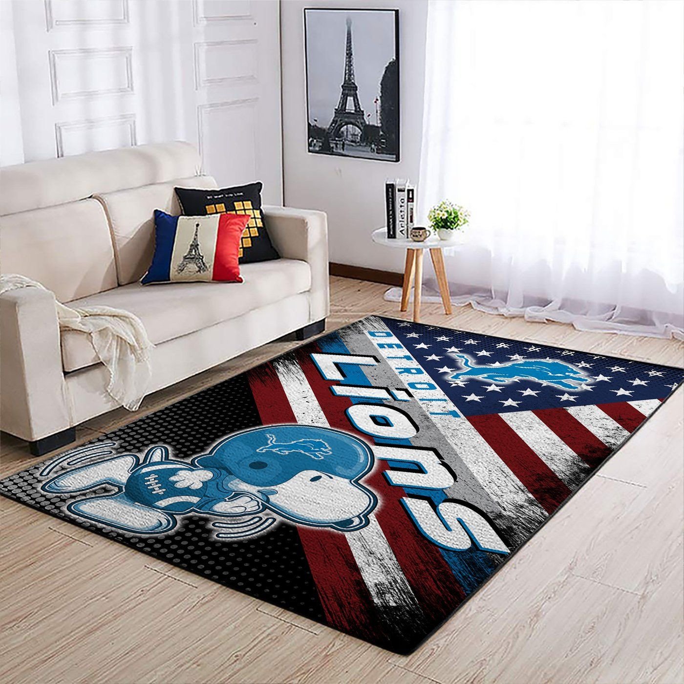 Detroit Lions Nfl Team Logo Snoopy Us Style Nice Gift Home Decor Rectangle Area Rug - Indoor Outdoor Rugs 2