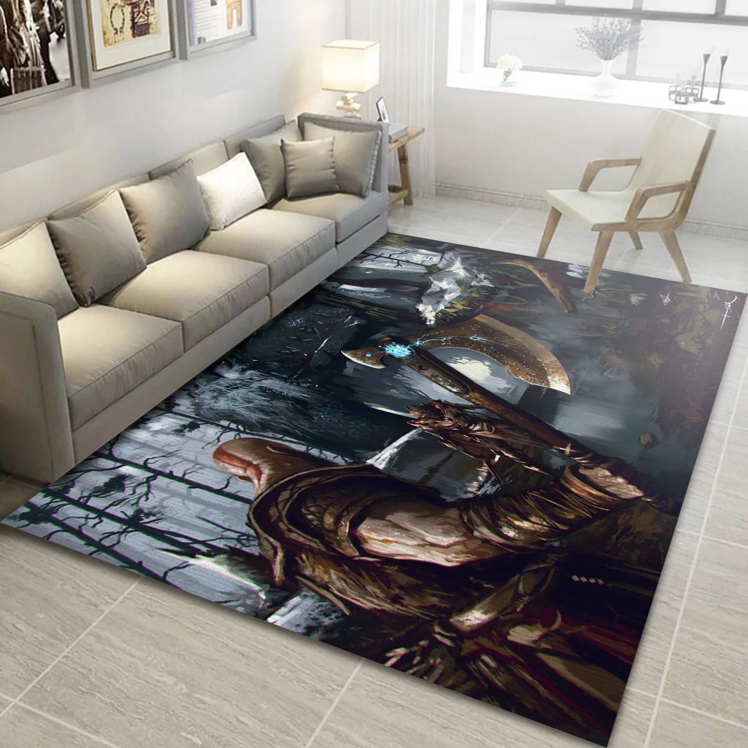 God Of War 2018 Video Game Area Rug For Christmas, Area Rug - Family Gift US Decor - Indoor Outdoor Rugs 1