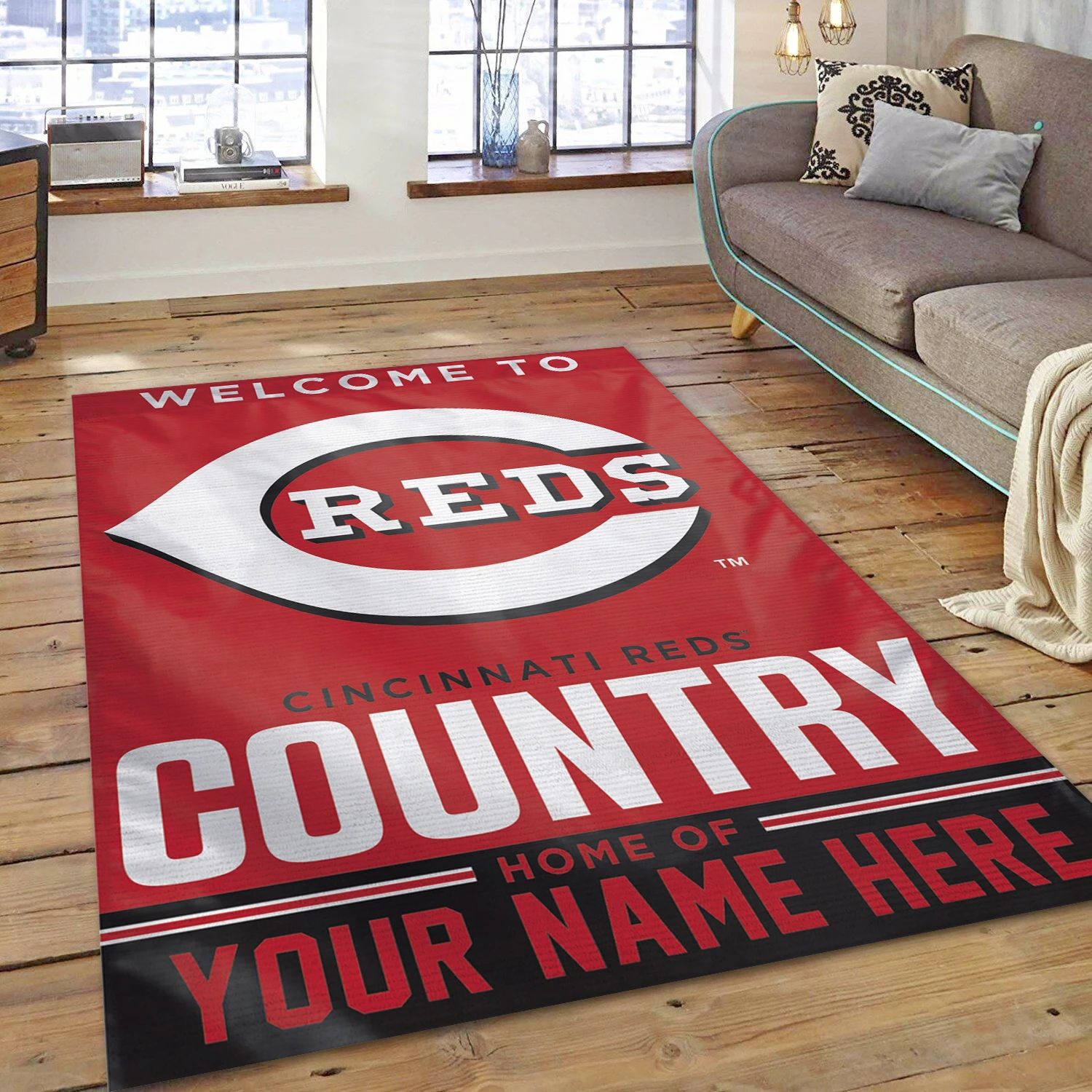 Cincinnati Reds Personalized MLB Team Logos Area Rug, Living Room Rug - Home Decor - Indoor Outdoor Rugs 1