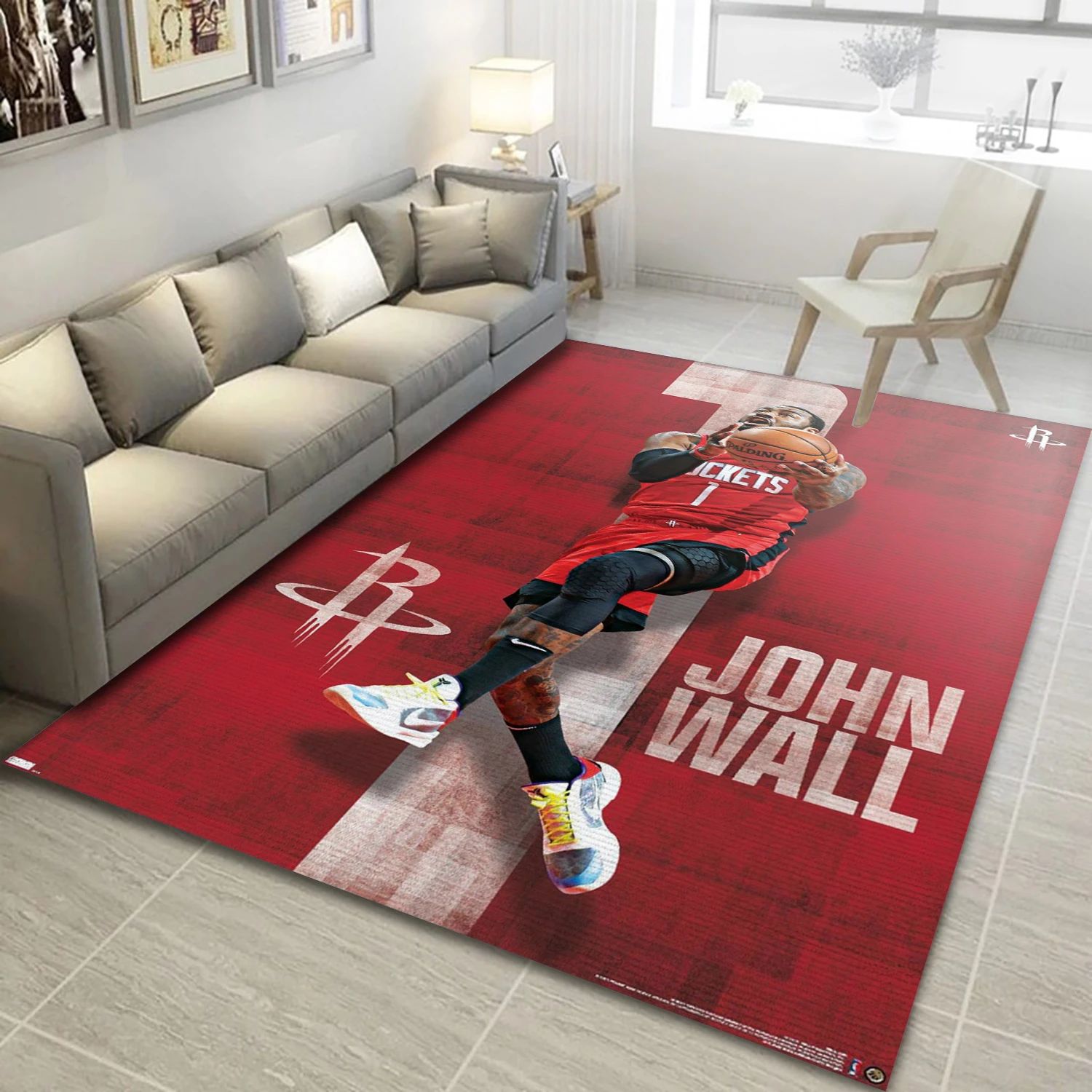 John Wall Houston Rockets NBA Reangle Area Rug, Living Room Rug - US Decor - Indoor Outdoor Rugs 1