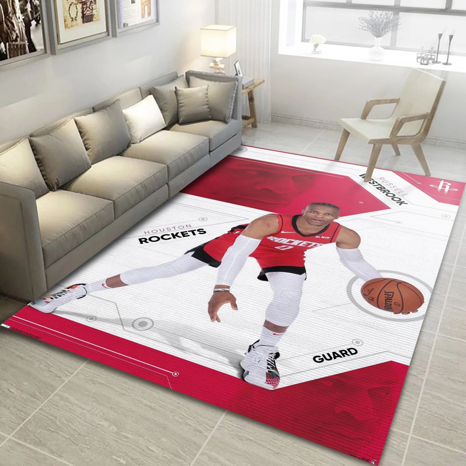 Russell Westbrook Houston Rockets NBA Area Rug, Living Room Rug - Room Decor - Indoor Outdoor Rugs 1