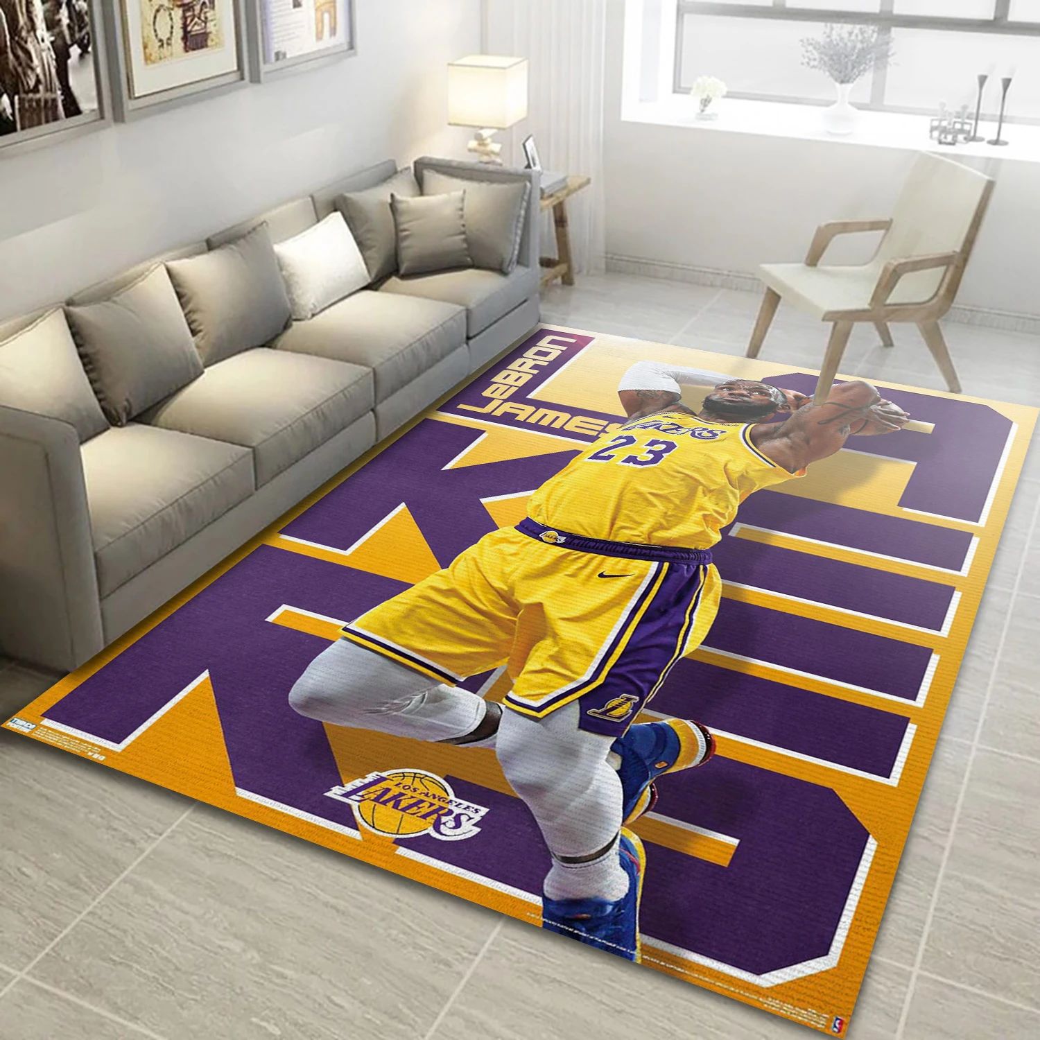 Lebron James Los Angeles Lakers NBA Reangle Area Rug, Living Room Rug - Room Decor - Indoor Outdoor Rugs 1