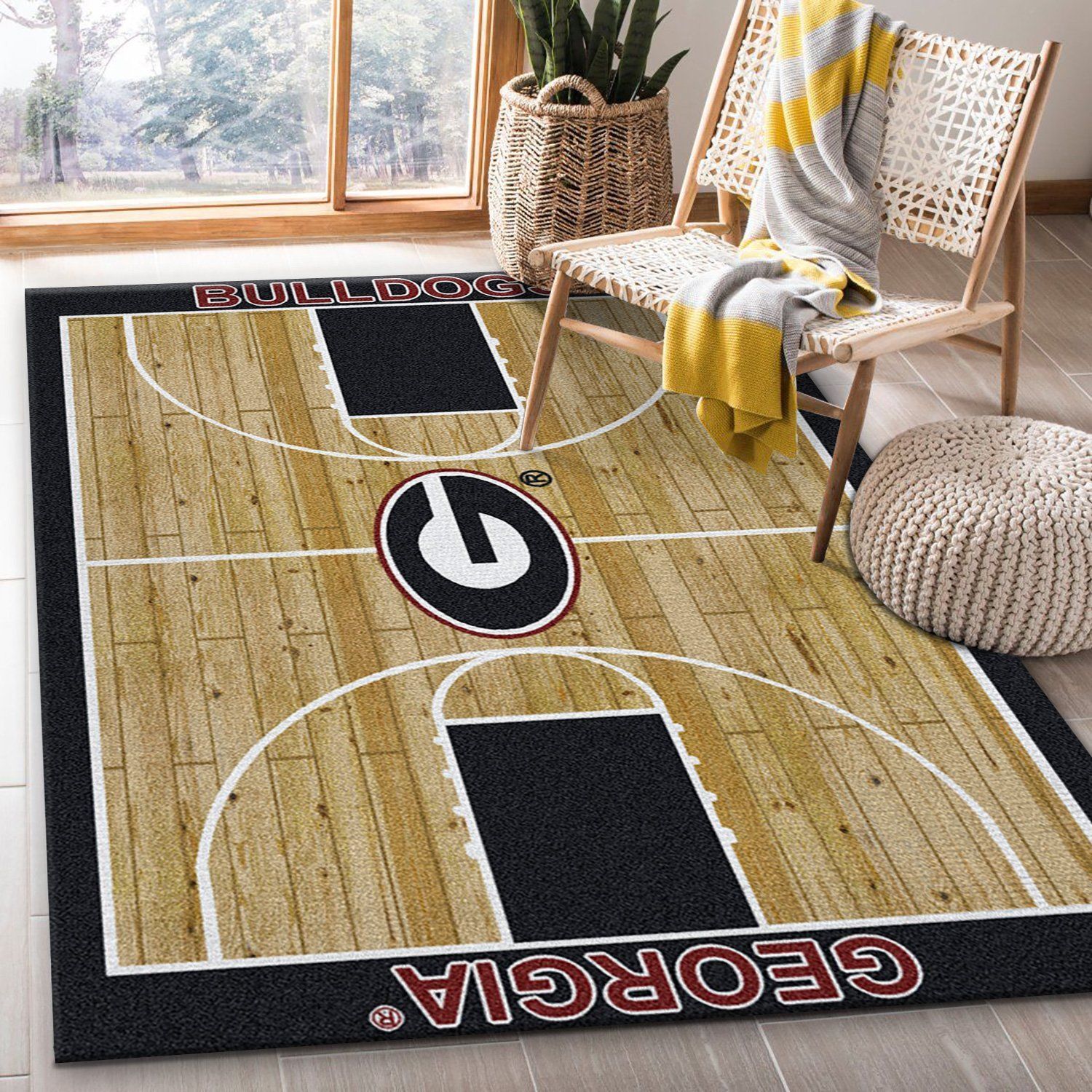 College Home Court Georgia Basketball Team Logo Area Rug, Kitchen Rug, Christmas Gift US Decor - Indoor Outdoor Rugs 1