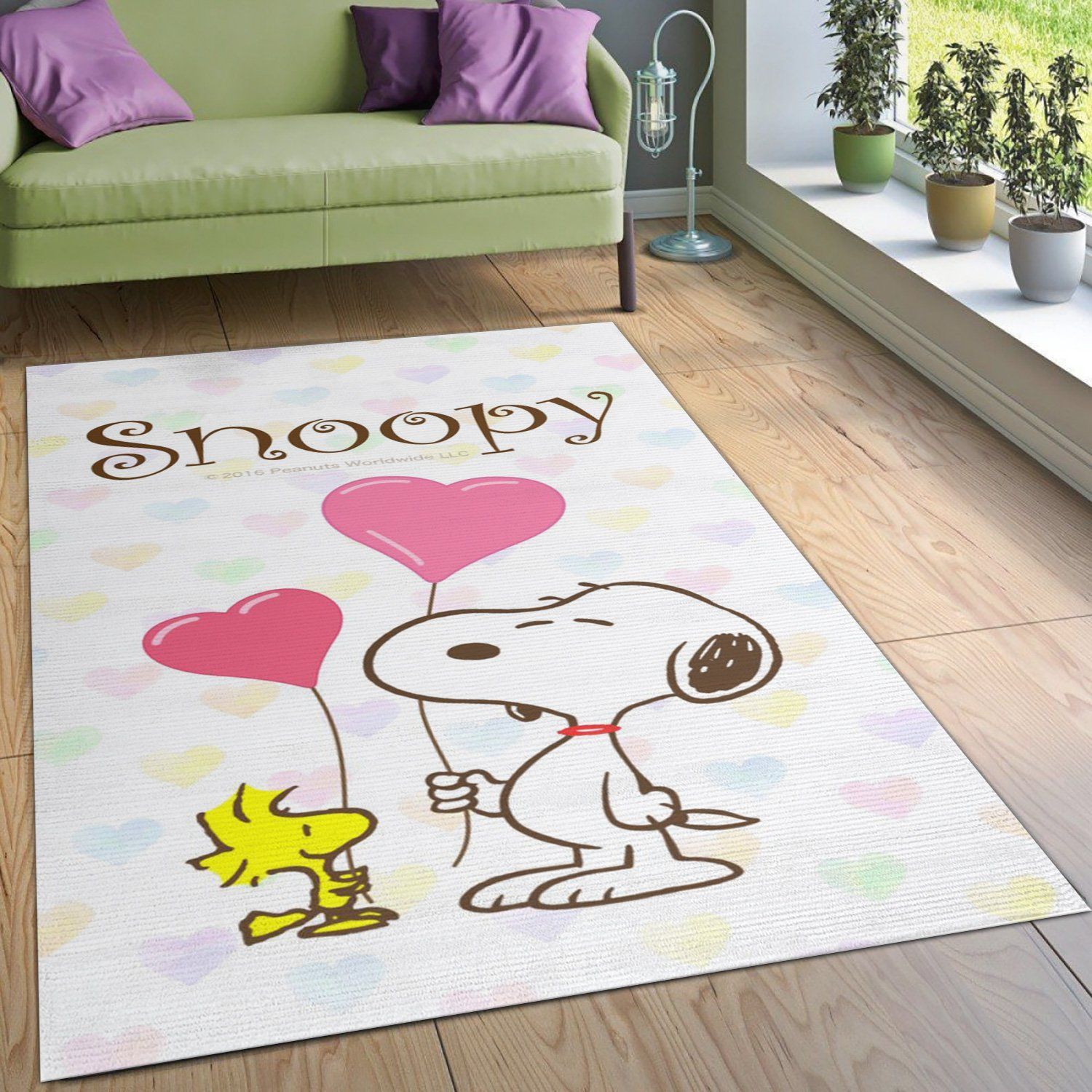 Snoopy Love Area Rug For Christmas Bedroom Rug US Gift Decor - Indoor Outdoor Rugs 2