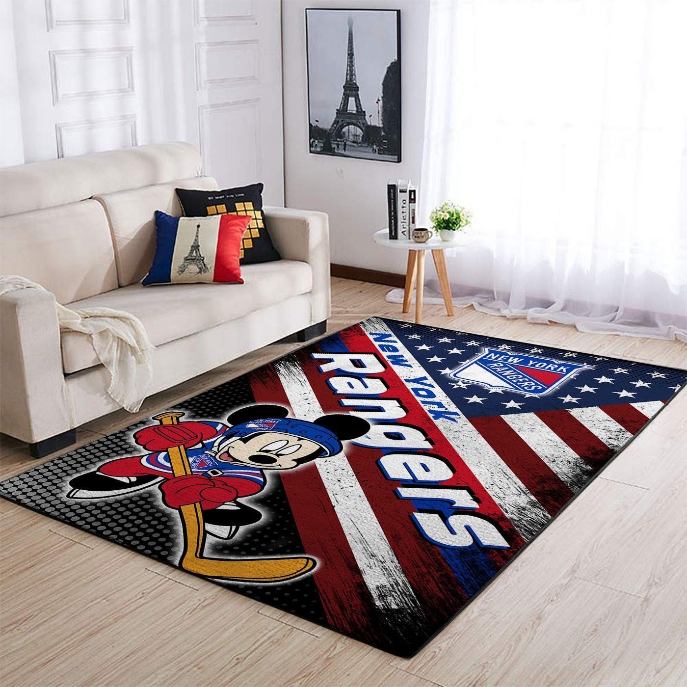 New York Rangers Nhl Team Logo Mickey Us Style Nice Gift Home Decor Rectangle Area Rug - Indoor Outdoor Rugs 1
