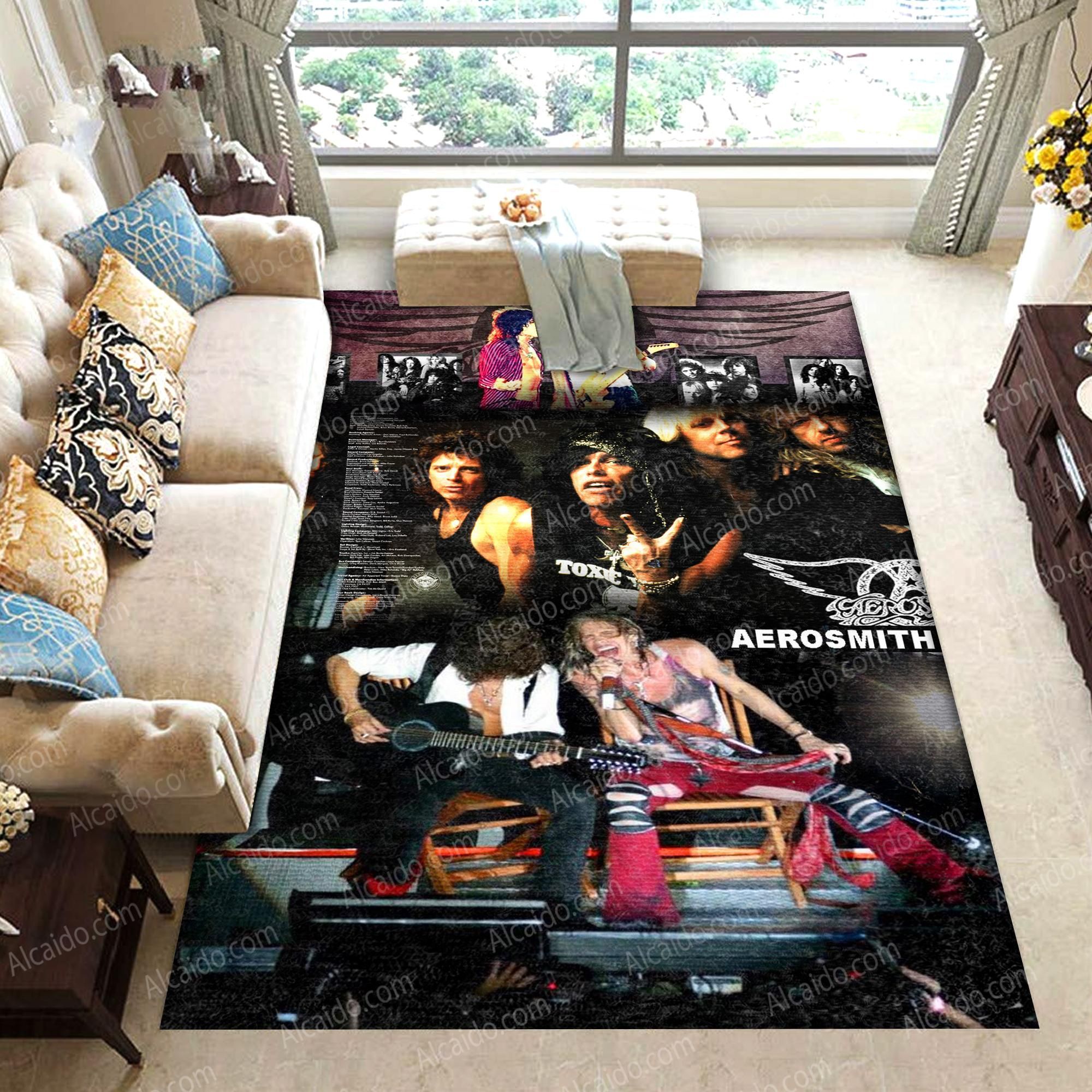 Aerosmith American Rock Band Steven Tyler Singing Vintage Living Room Area Rug Carpet, Kitchen Rug, Home Decor - Indoor Outdoor Rugs 1