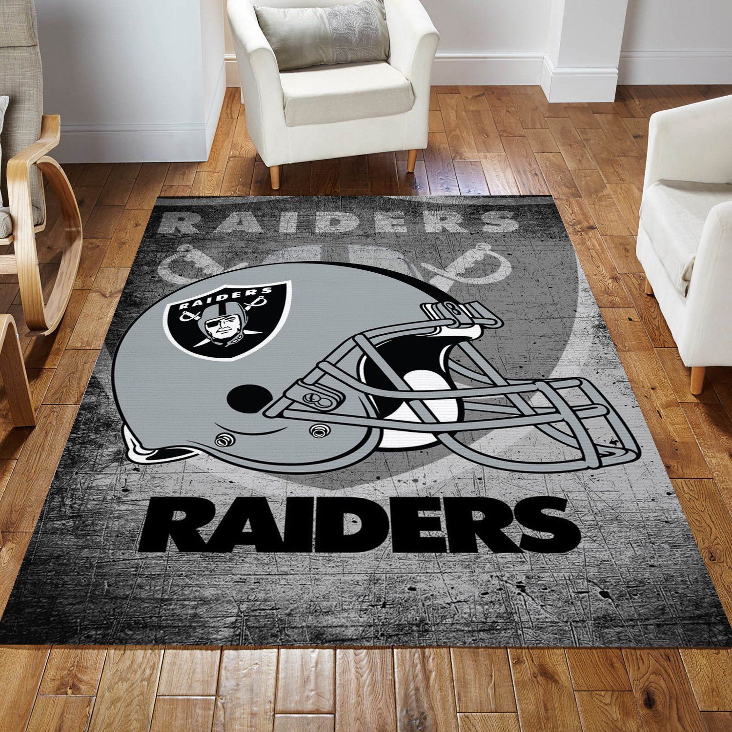 Los Angeles Raiders Helmet Nfl Football Team Area Rug For Gift Bedroom Rug US Gift Decor - Indoor Outdoor Rugs 3