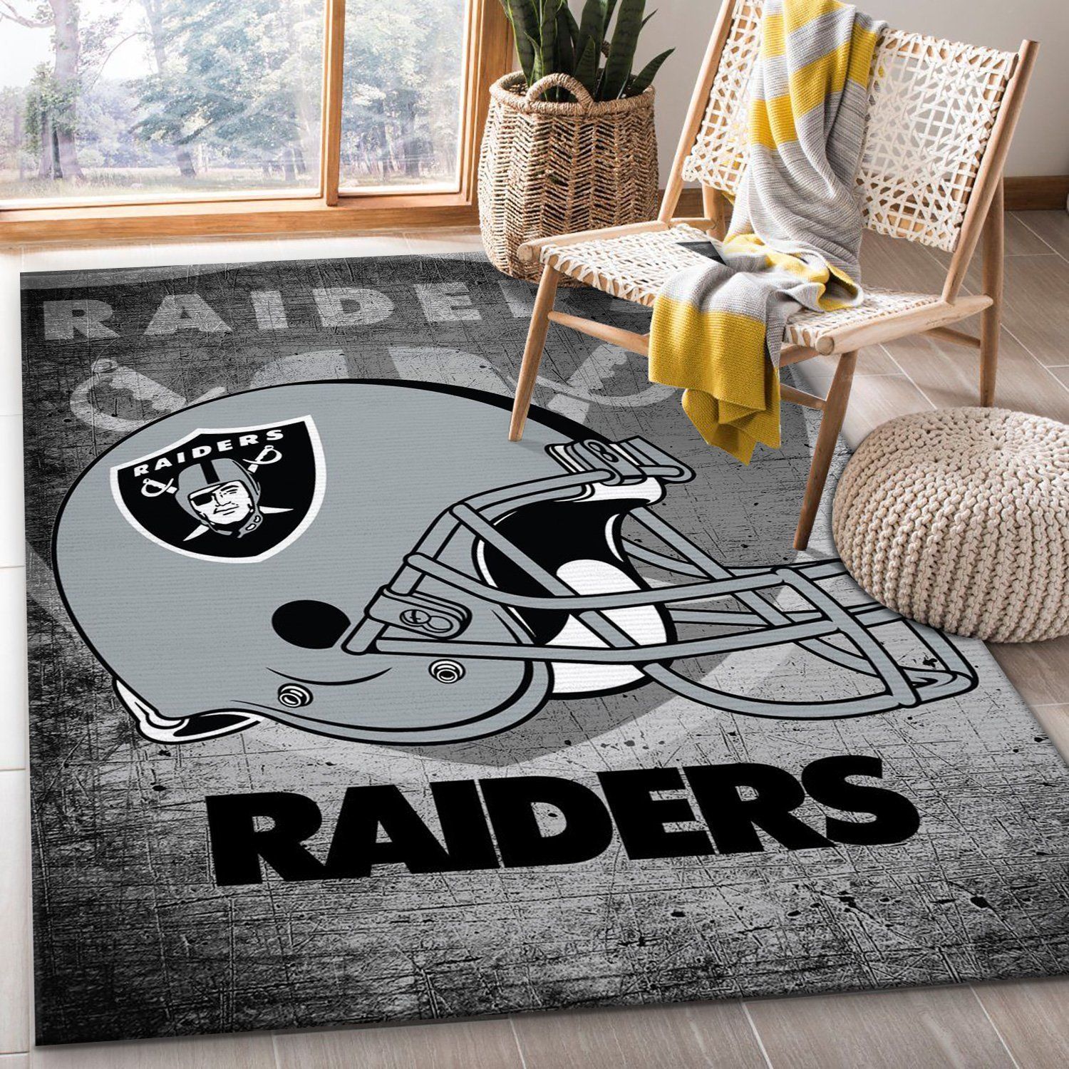 Los Angeles Raiders Helmet Nfl Football Team Area Rug For Gift Bedroom Rug US Gift Decor - Indoor Outdoor Rugs 2