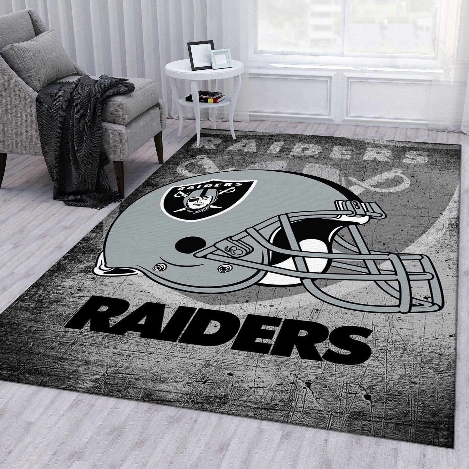 Los Angeles Raiders Helmet Nfl Football Team Area Rug For Gift Bedroom Rug US Gift Decor - Indoor Outdoor Rugs 1