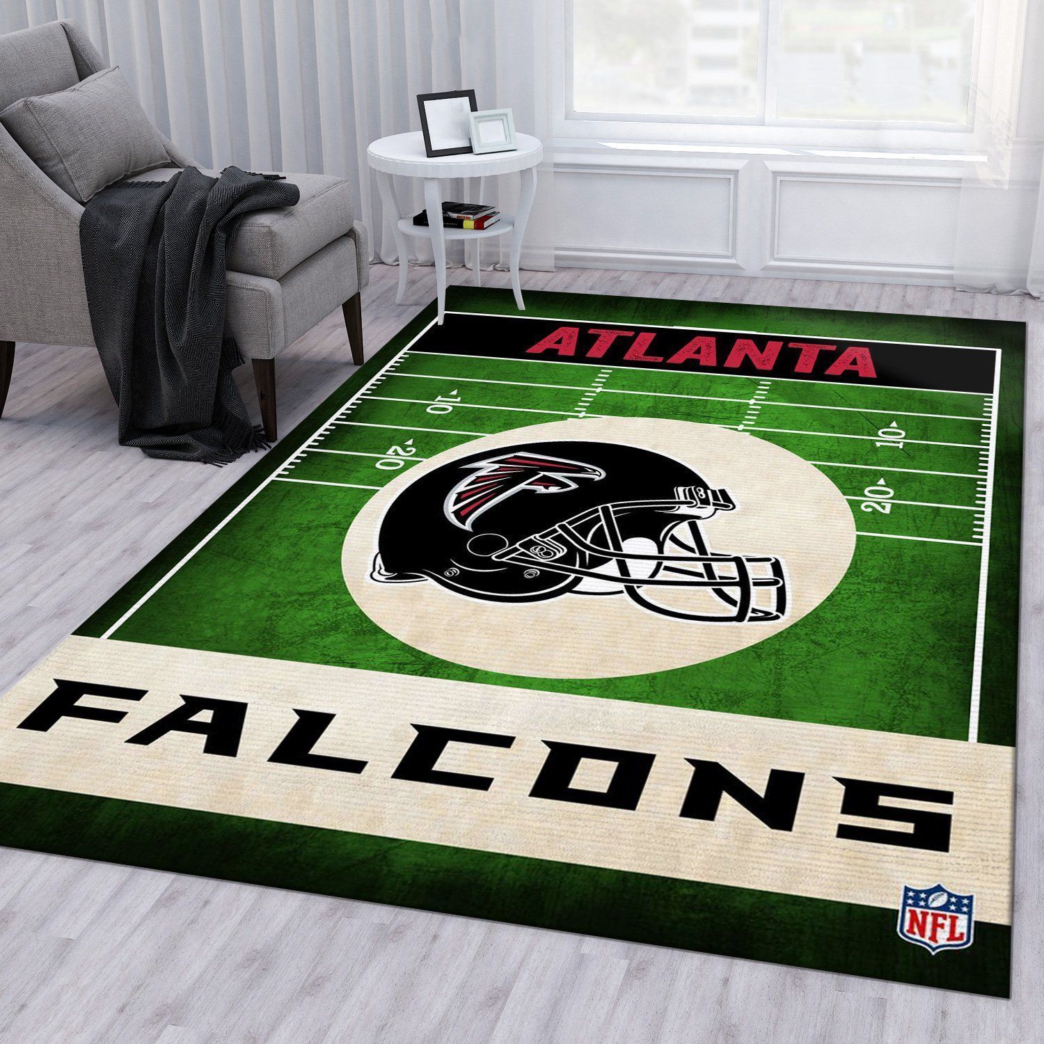 Atlanta Falcons Black Nfl Rug Living Room Rug Christmas Gift US Decor - Indoor Outdoor Rugs 1