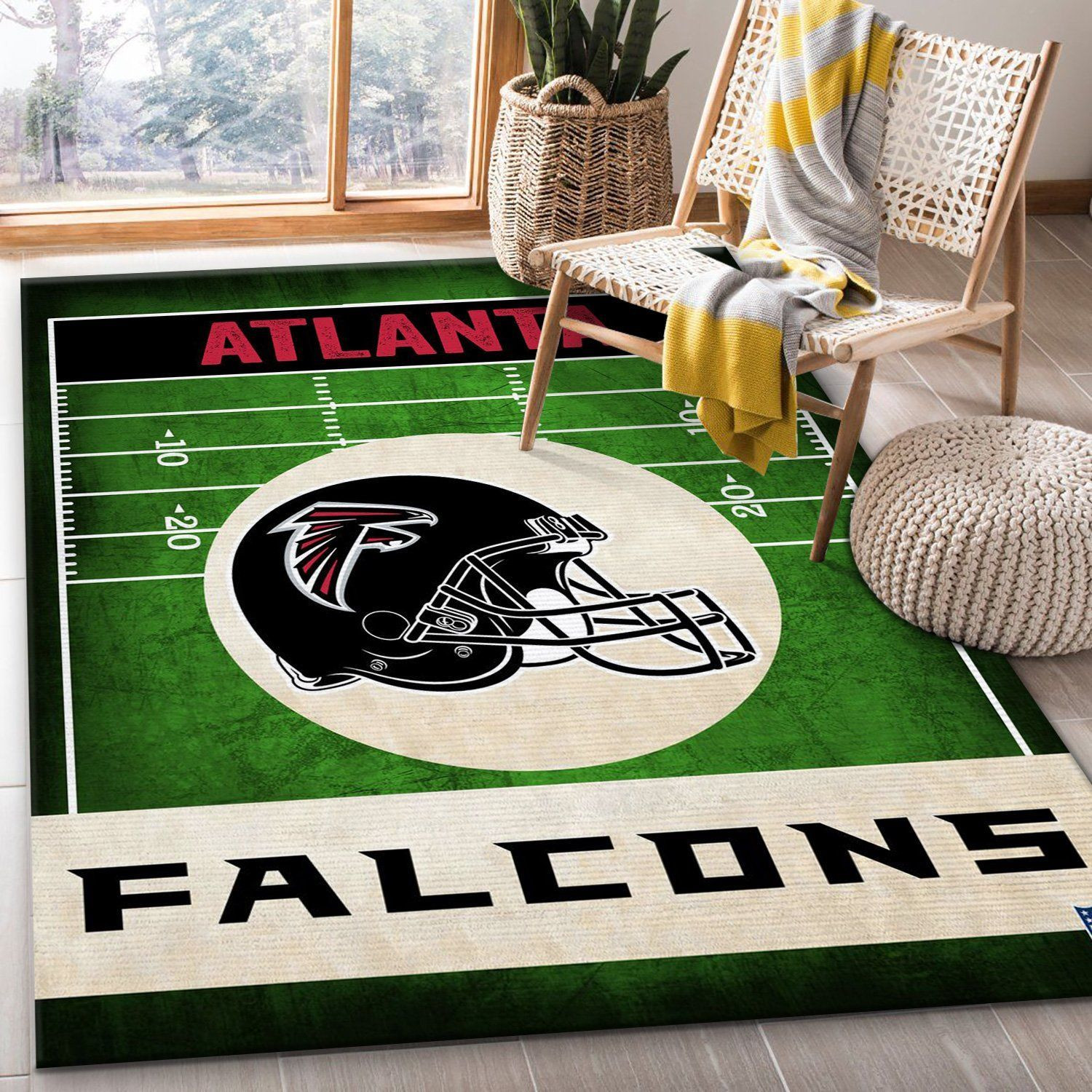 Atlanta Falcons Black Nfl Rug Living Room Rug Christmas Gift US Decor - Indoor Outdoor Rugs 2