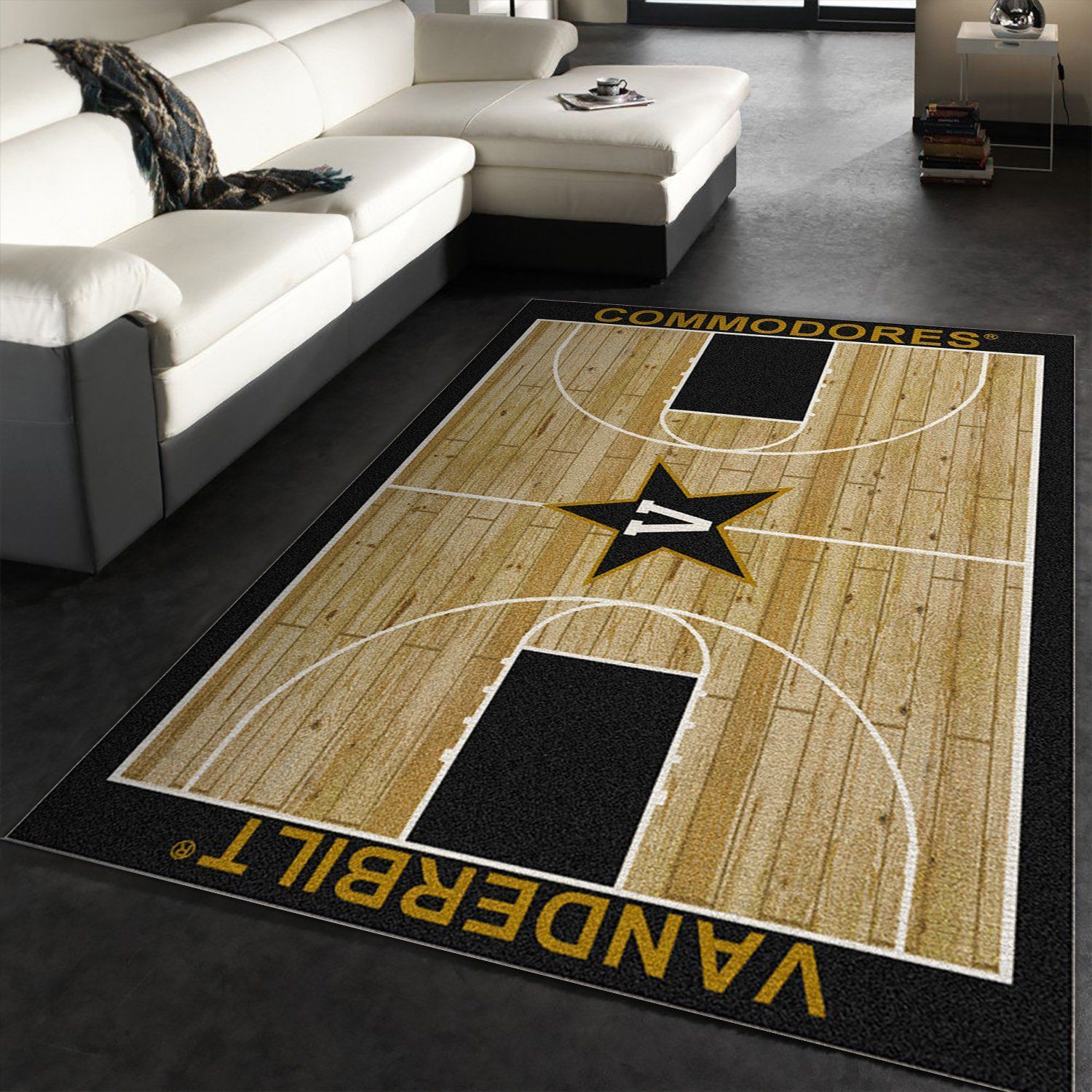 College Home Court Vanderbilt Basketball Team Logo Area Rug, Kitchen Rug, Home Decor Floor Decor - Indoor Outdoor Rugs 1