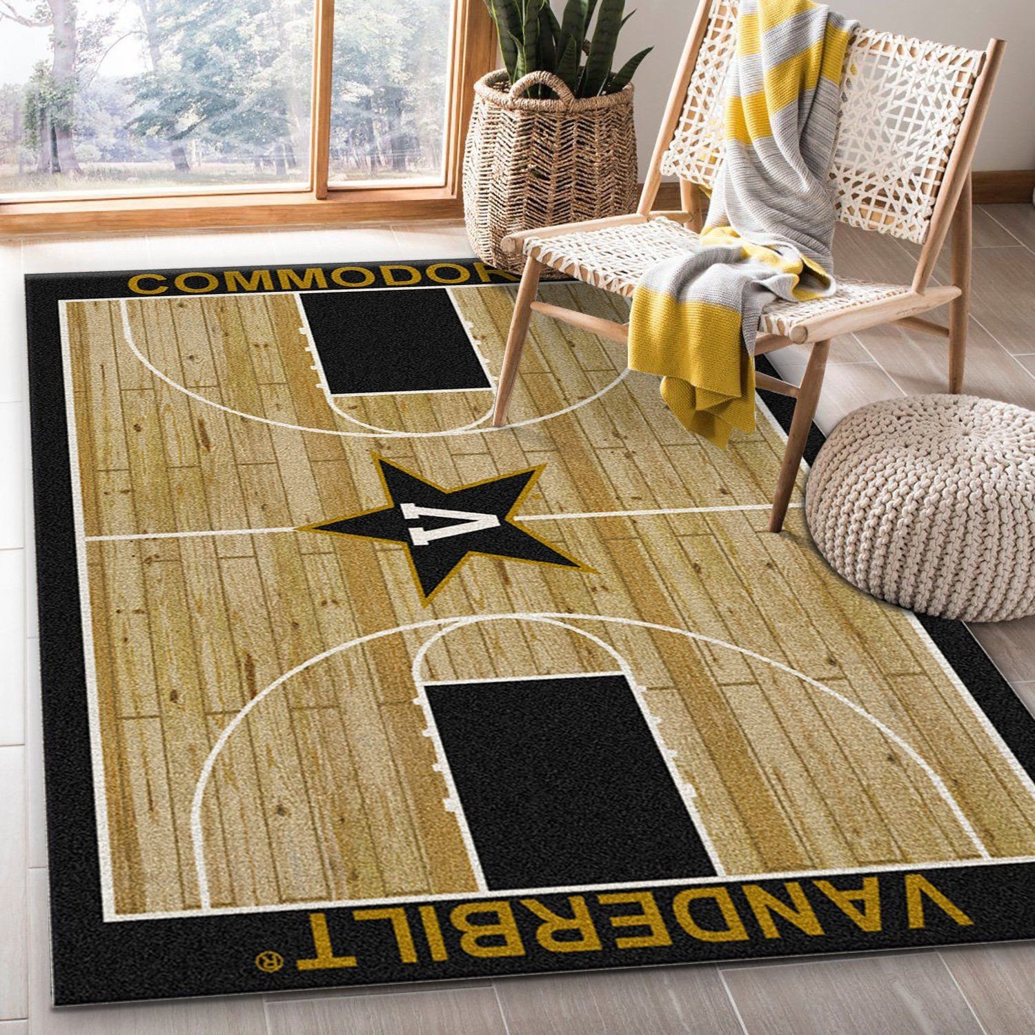 College Home Court Vanderbilt Basketball Team Logo Area Rug, Kitchen Rug, Home Decor Floor Decor - Indoor Outdoor Rugs 2