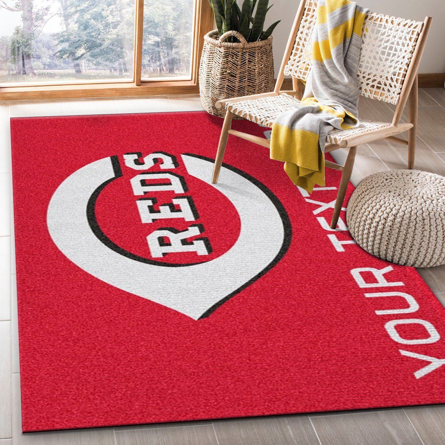 Customizable Cincinnati Reds Personalized Accent Rug MLB Area Rug, Living Room Rug, Home Decor Floor Decor - Indoor Outdoor Rugs 1