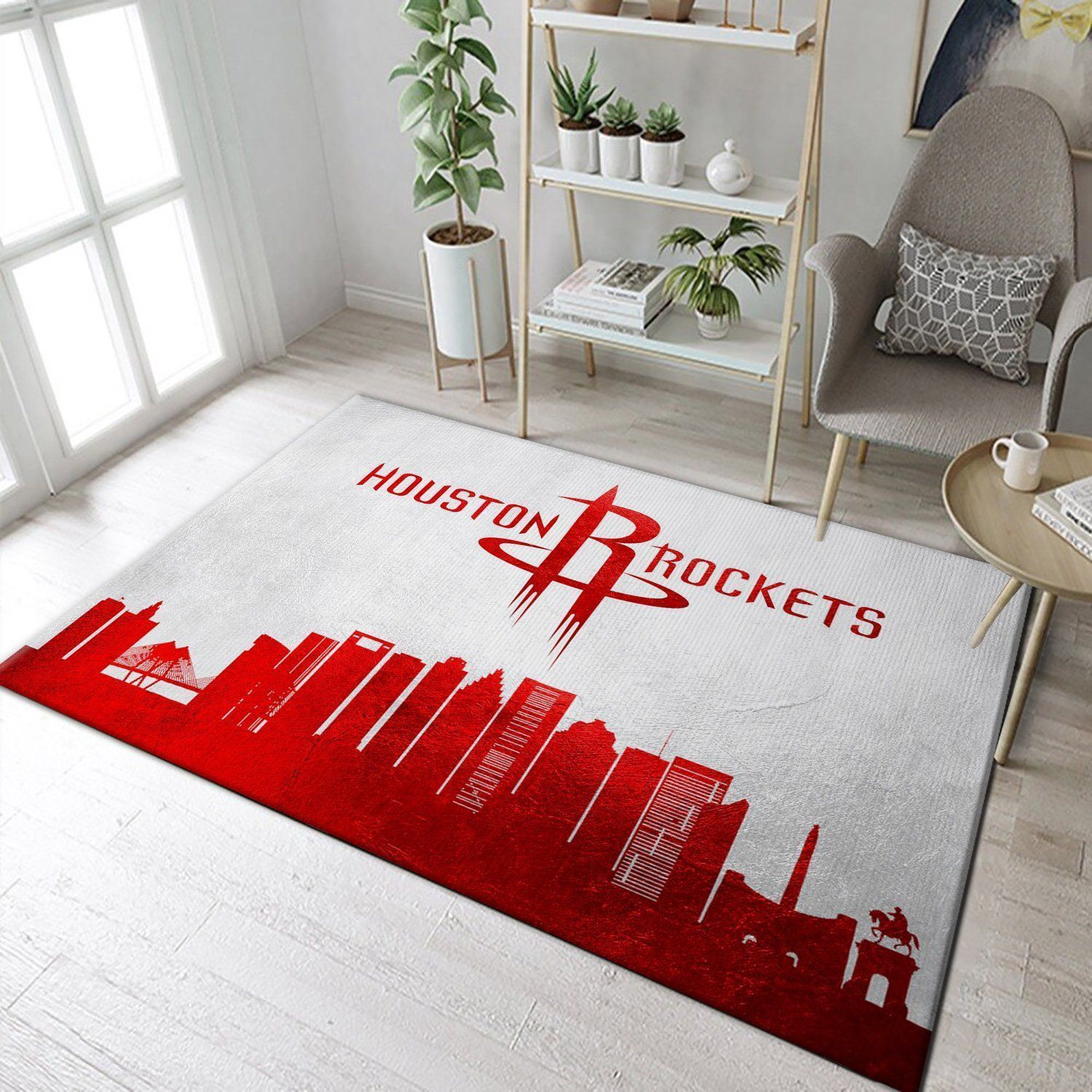 Houston Rockets Skyline NBA Team Logo Area Rug, Living Room Rug, Home Decor Floor Decor - Indoor Outdoor Rugs 1