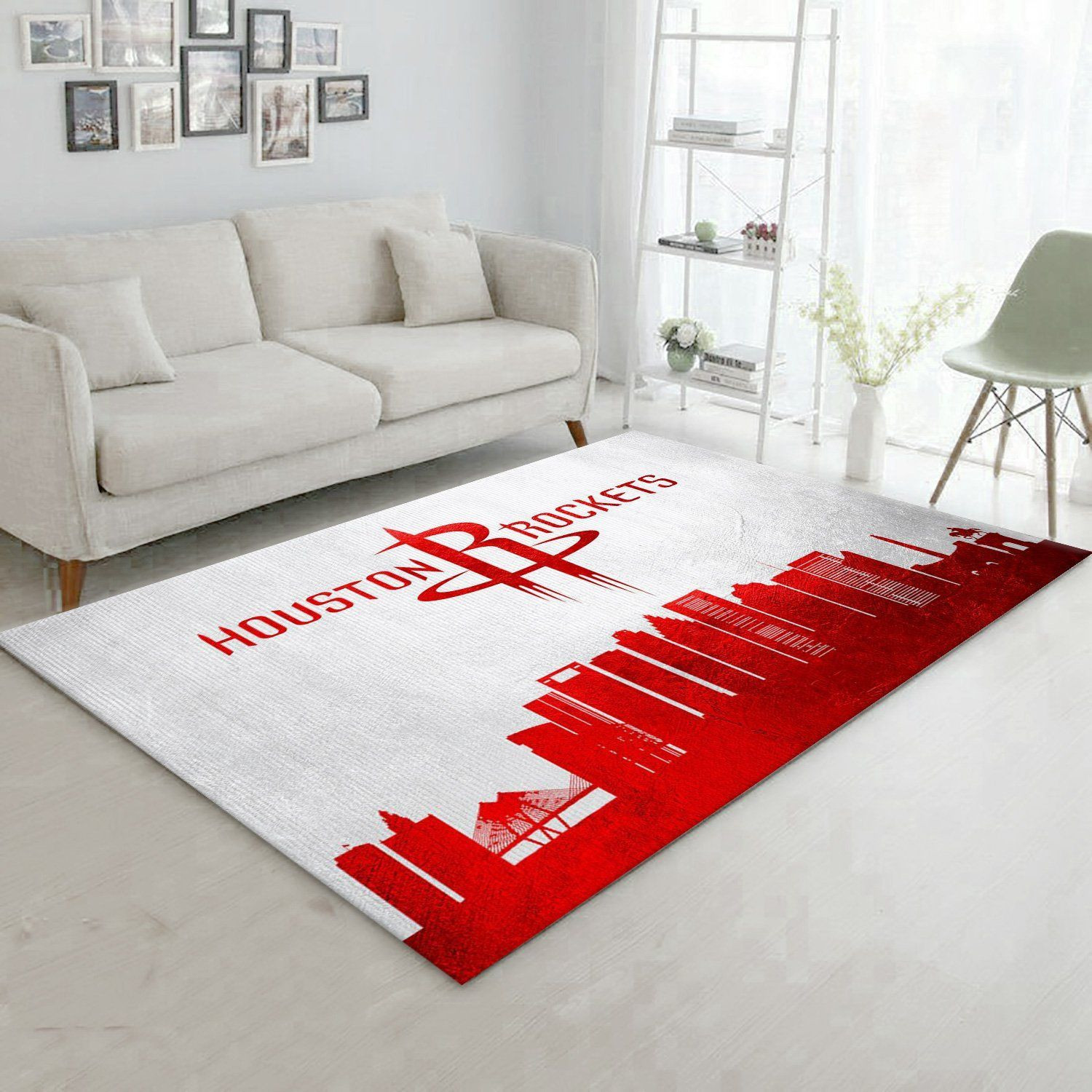 Houston Rockets Skyline NBA Team Logo Area Rug, Living Room Rug, Home Decor Floor Decor - Indoor Outdoor Rugs 2