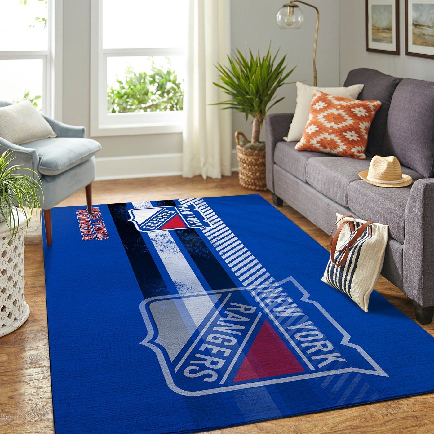 New York Rangers Nhl Team Logo Nice Gift Home Decor Rectangle Area Rug - Indoor Outdoor Rugs 1