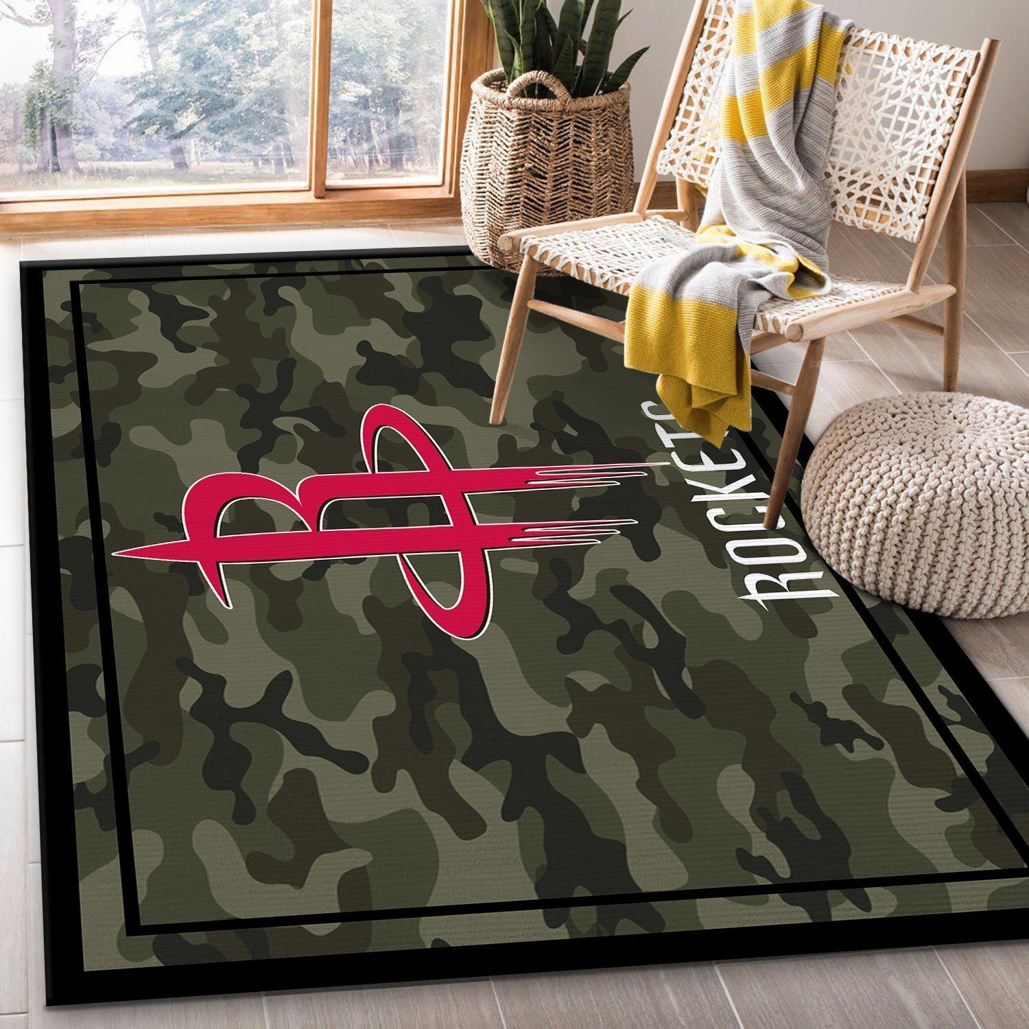 Houston Rockets Nba Team Logo Camo Style Nice Gift Home Decor Area Rug Rugs For Living Room - Indoor Outdoor Rugs 2