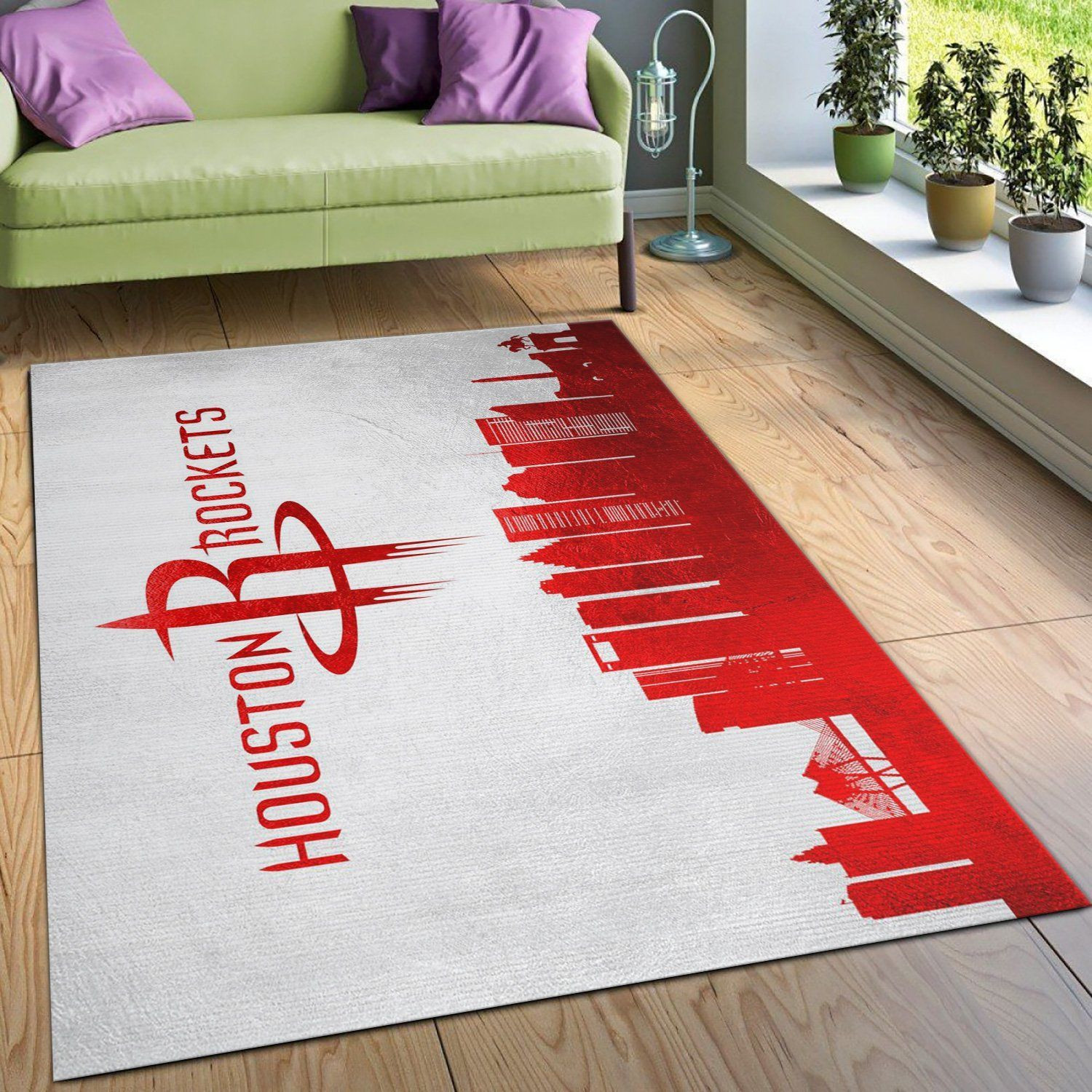 Houston Rockets Skyline NBA Team Logo Area Rug, Living Room Rug, Home Decor Floor Decor - Indoor Outdoor Rugs 3