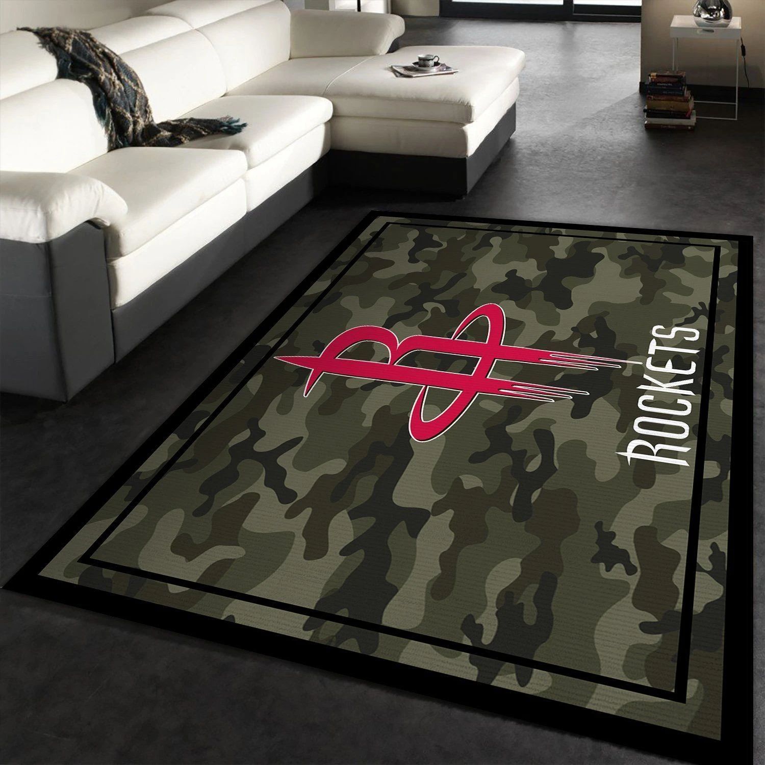 Houston Rockets Nba Team Logo Camo Style Nice Gift Home Decor Area Rug Rugs For Living Room - Indoor Outdoor Rugs 1