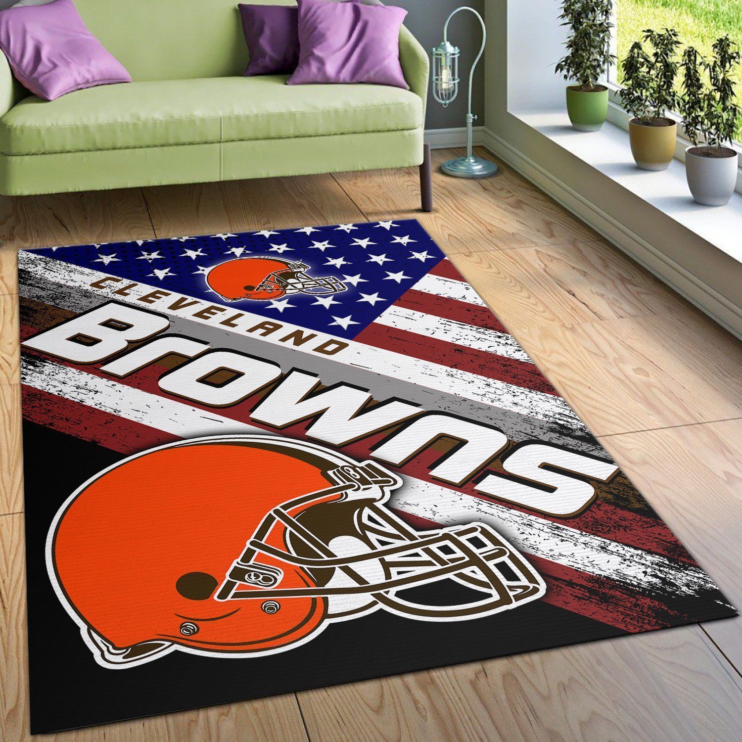 Cleveland Browns NFL Team Logo American Style Nice Gift Home Decor Rectangle Area Rug Rugs For Living Room - Indoor Outdoor Rugs 3