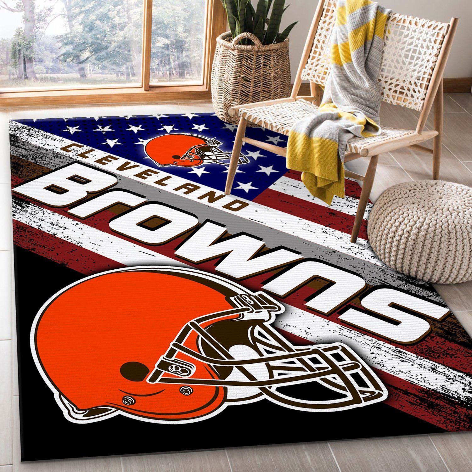 Cleveland Browns NFL Team Logo American Style Nice Gift Home Decor Rectangle Area Rug Rugs For Living Room - Indoor Outdoor Rugs 2