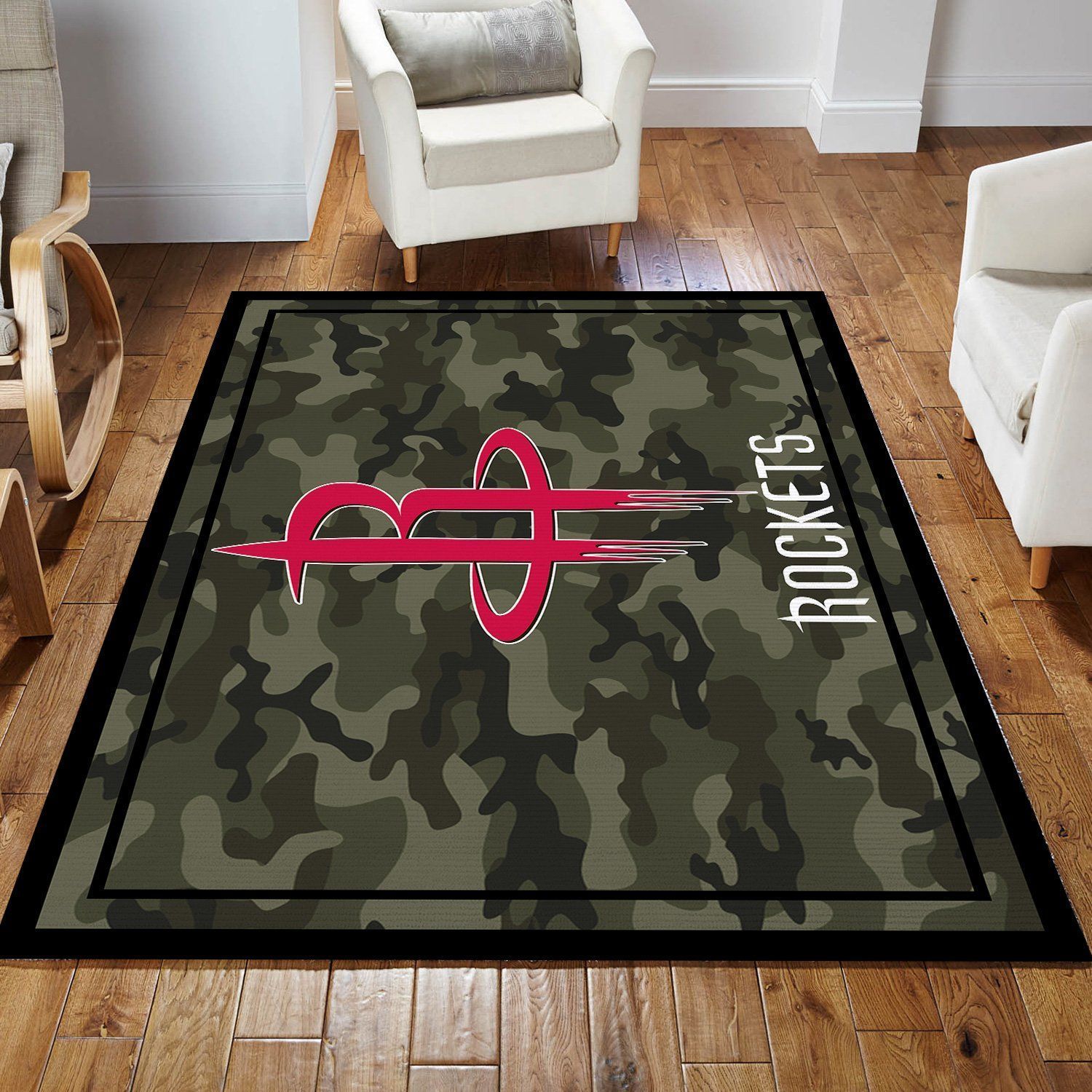 Houston Rockets Nba Team Logo Camo Style Nice Gift Home Decor Area Rug Rugs For Living Room - Indoor Outdoor Rugs 3