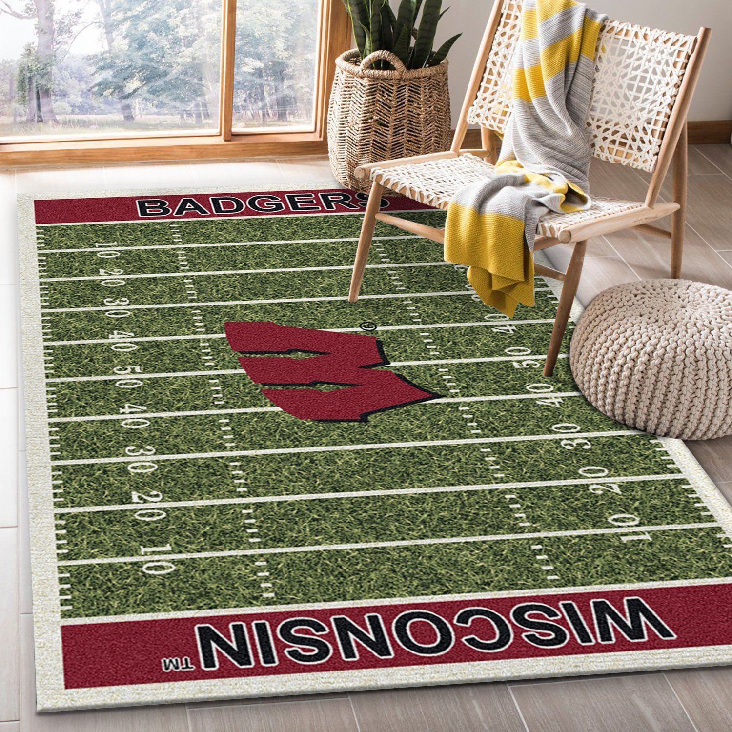 College Wisconsin NFL Team Logo Area Rug, Kitchen Rug, Family Gift US Decor - Indoor Outdoor Rugs 1