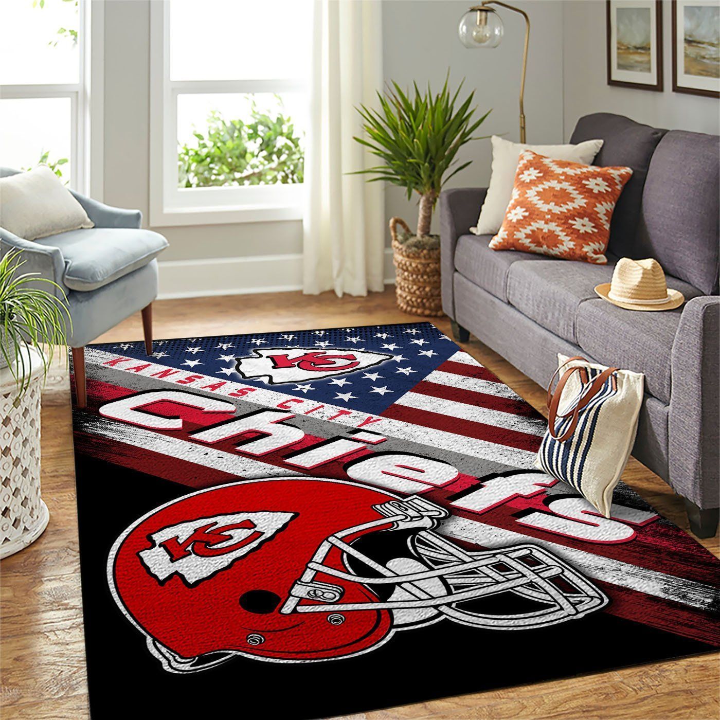Kansas City Chiefs Nfl Team Logo American Style Nice Gift Home Decor Rectangle Area Rug - Indoor Outdoor Rugs 1