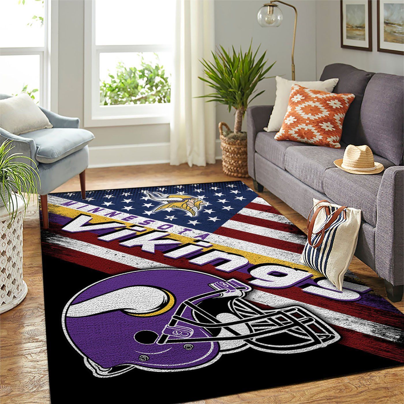 Minnesota Vikings Nfl Team Logo American Style Nice Gift Home Decor Area Rug Rugs For Living Room - Indoor Outdoor Rugs 1