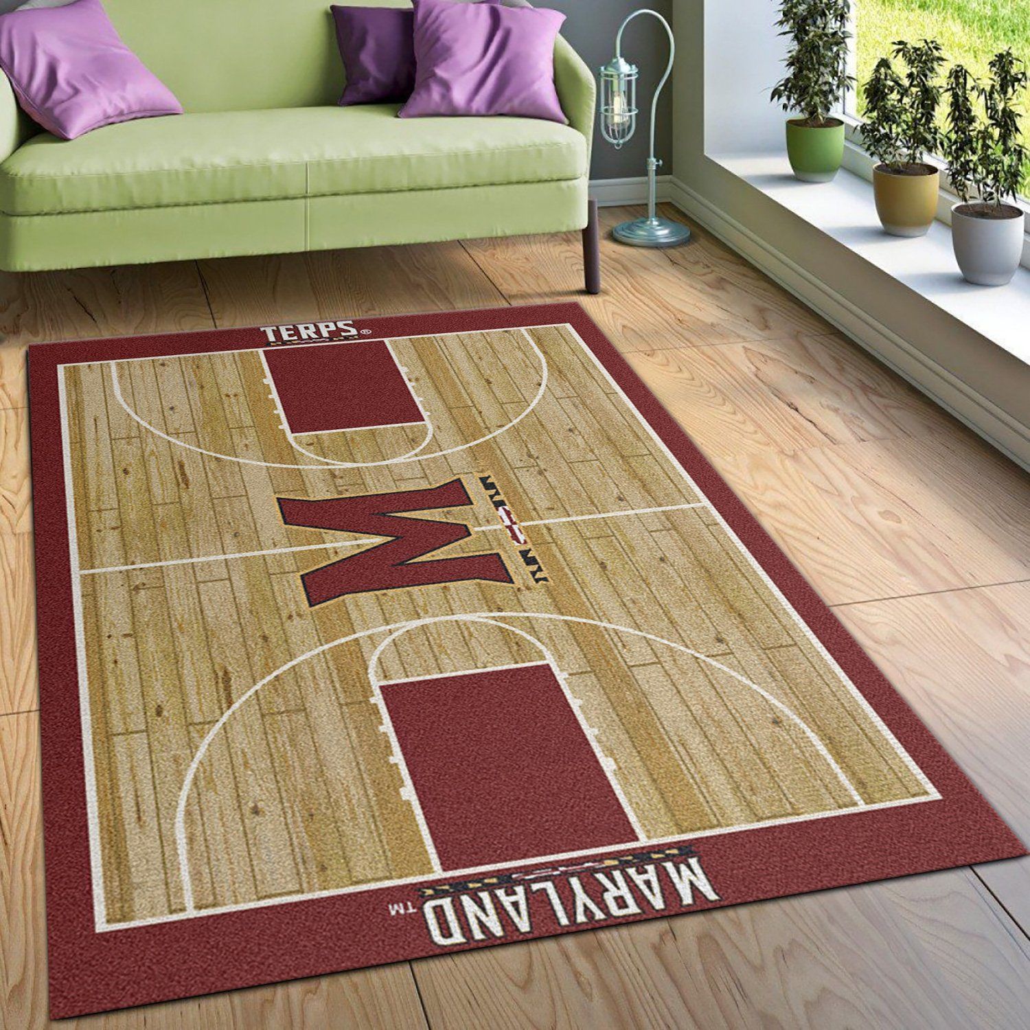 College Home Court C Maryland Basketball Team Logo Area Rug, Living Room Rug, US Gift Decor - Indoor Outdoor Rugs 2