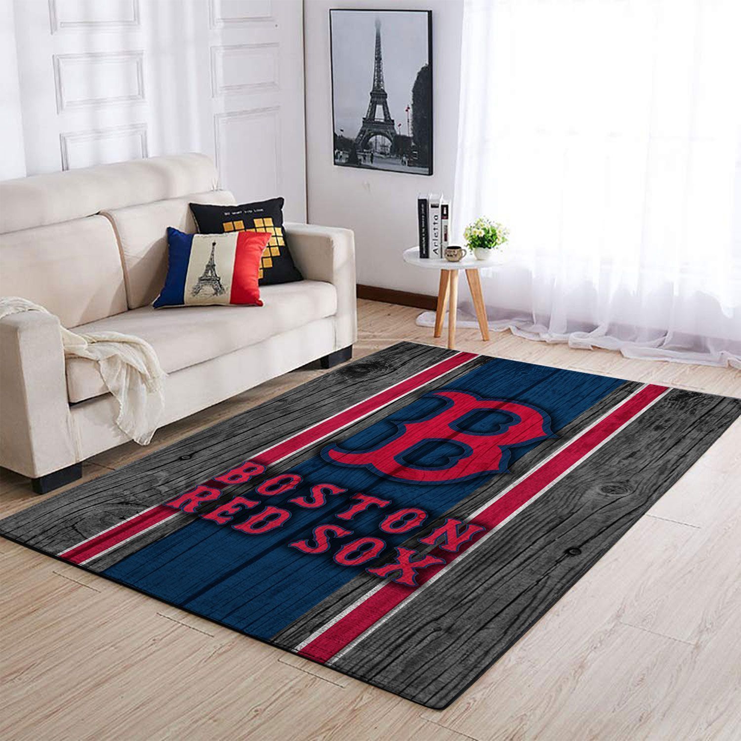 Boston Red Sox Mlb Team Logo Wooden Style Style Nice Gift Home Decor Rectangle Area Rug - Indoor Outdoor Rugs 1