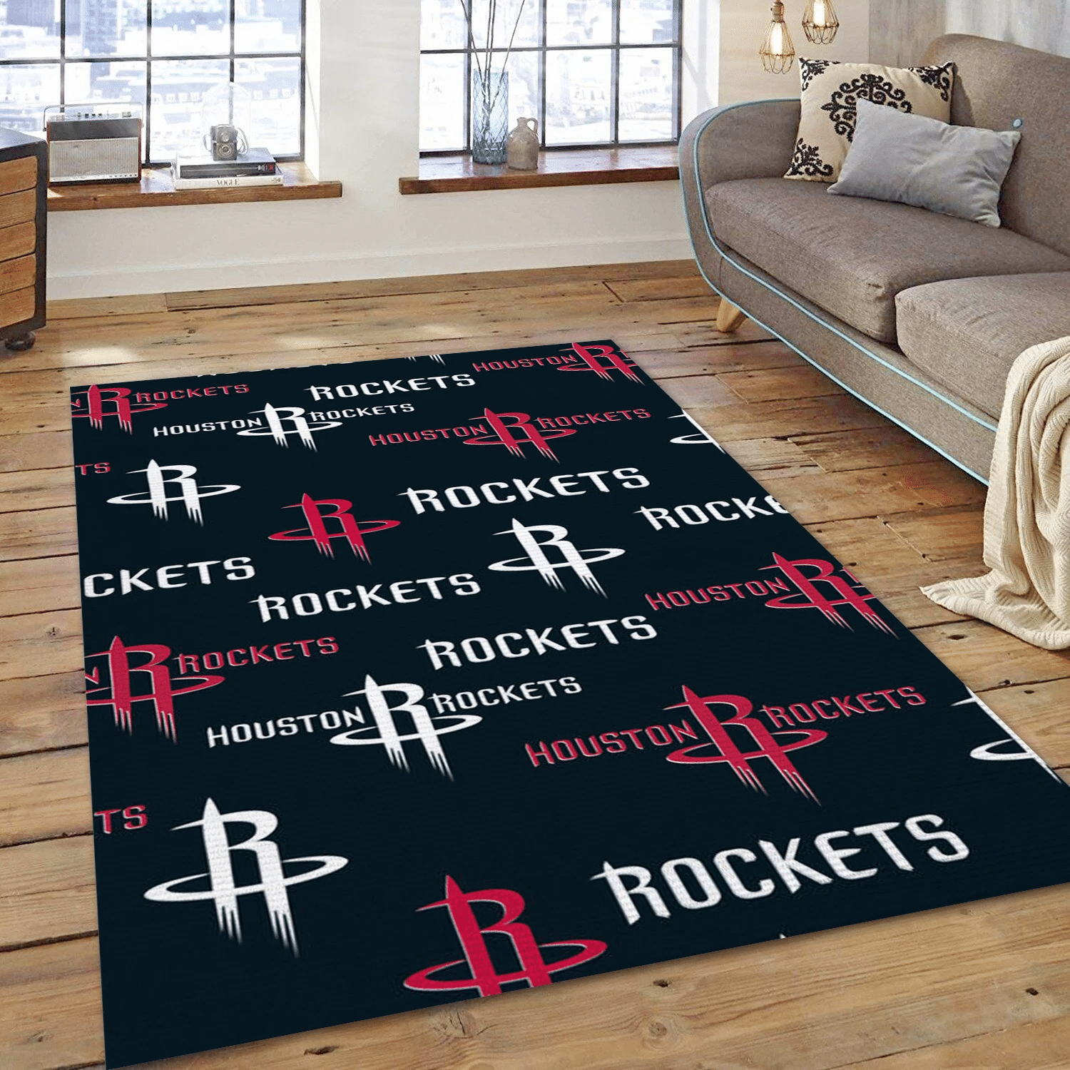 Houston Rockets Patterns 1 Reangle Area Rug, Living Room Rug - Home Decor - Indoor Outdoor Rugs 2