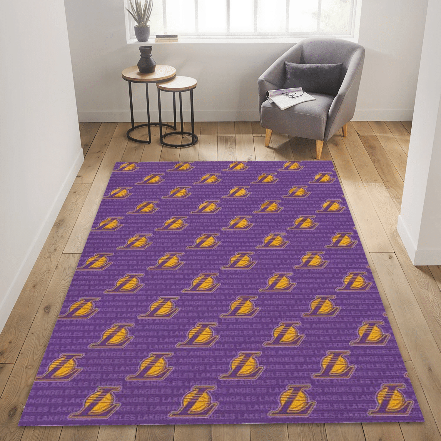 Los Angeles Lakers Patterns 1 Reangle Area Rug, Bedroom Rug - Family Gift US Decor - Indoor Outdoor Rugs 3