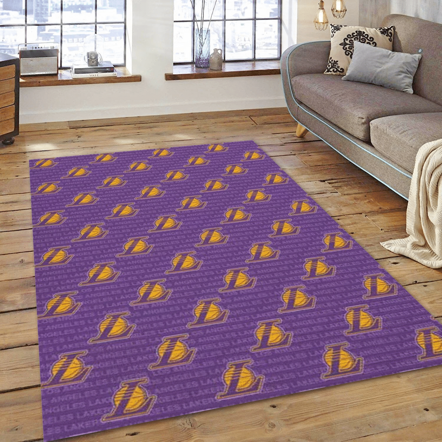 Los Angeles Lakers Patterns 1 Reangle Area Rug, Bedroom Rug - Family Gift US Decor - Indoor Outdoor Rugs 2
