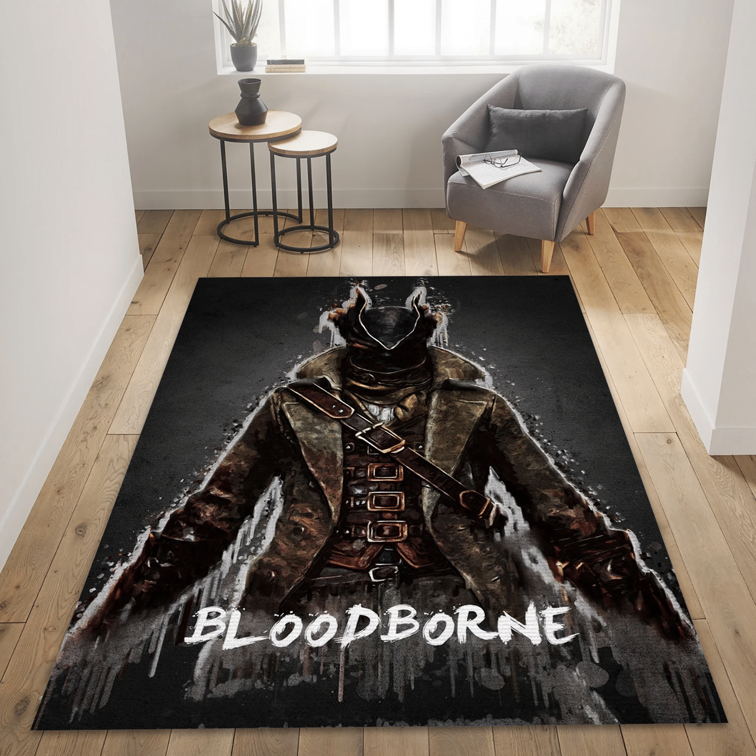 Bloodborne Hunter Gaming Area Rug, Living Room Rug - Family Gift US Decor - Indoor Outdoor Rugs 3