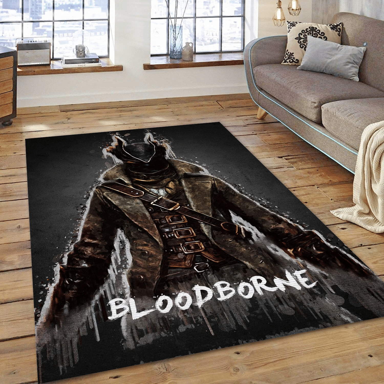 Bloodborne Hunter Gaming Area Rug, Living Room Rug - Family Gift US Decor - Indoor Outdoor Rugs 1