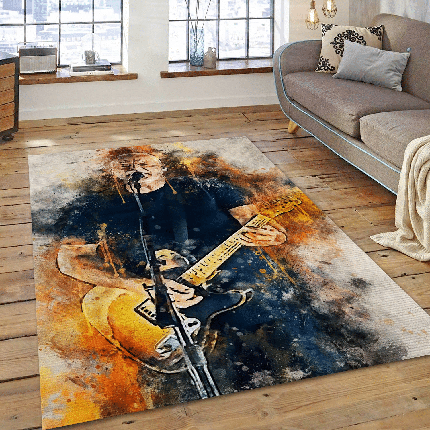 David Gilmour Pink Floyd Music Area Rug, Living Room Rug - Home Decor - Indoor Outdoor Rugs 1