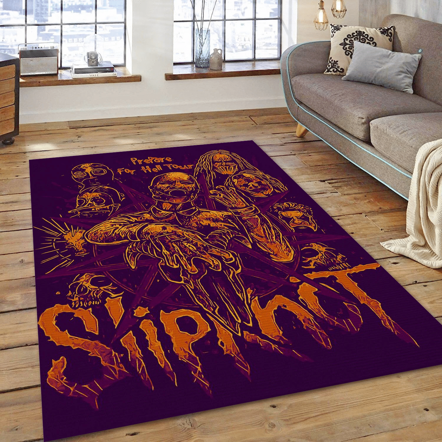 Slipknot Purple And Gold Music Area Rug For Christmas, Living Room  Rug - Floor Decor - Indoor Outdoor Rugs 1