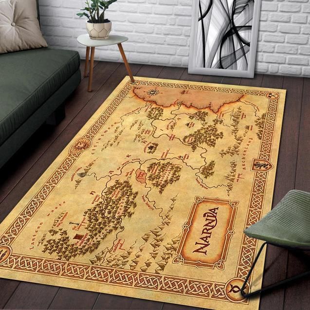 Narnia Vintage Style Map Area Rug - Indoor Outdoor Rugs 1