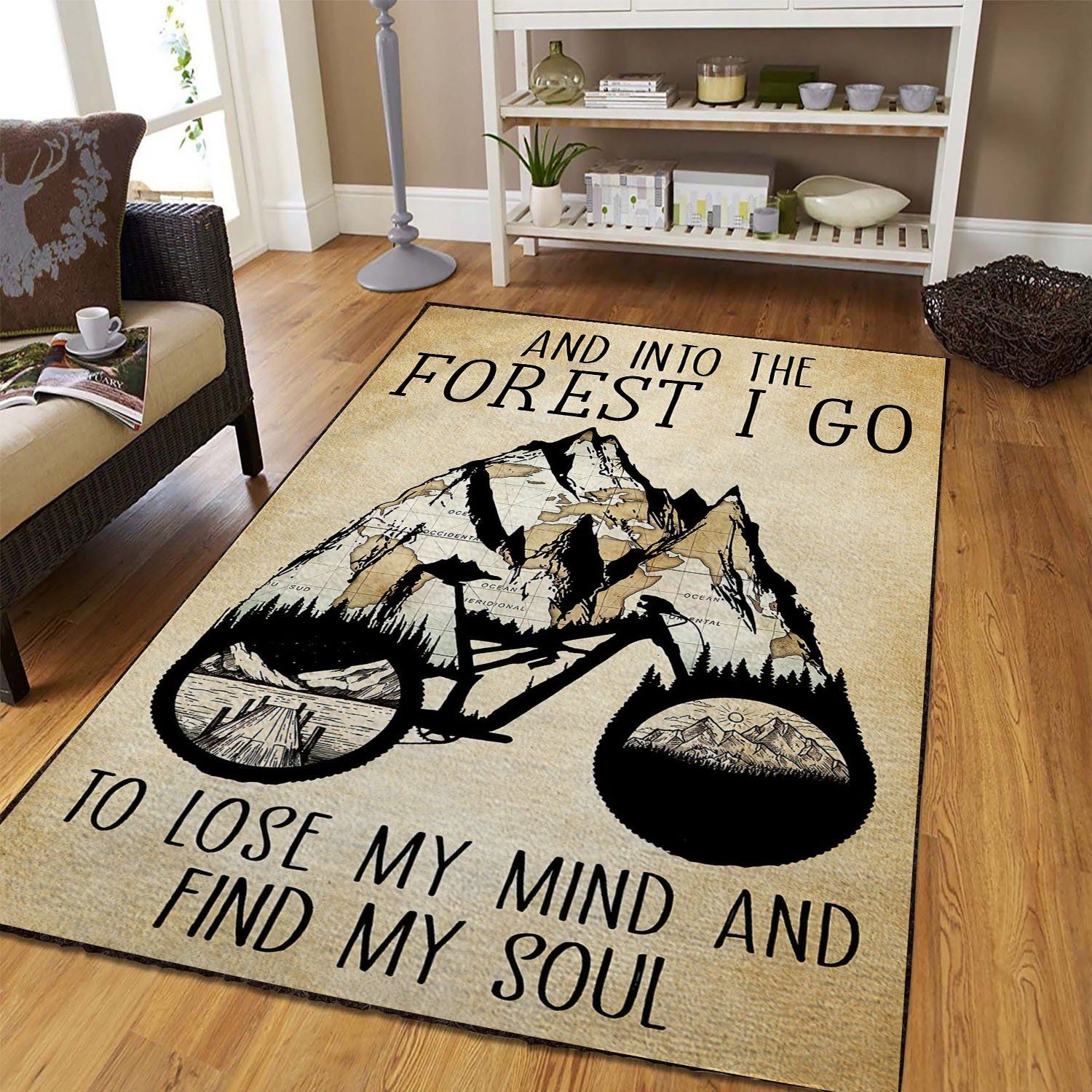 And Into The Forest I Go To Lose My Mind And Find My Soul Riding Bike Area Rug Chrismas Gift - Indoor Outdoor Rugs 1